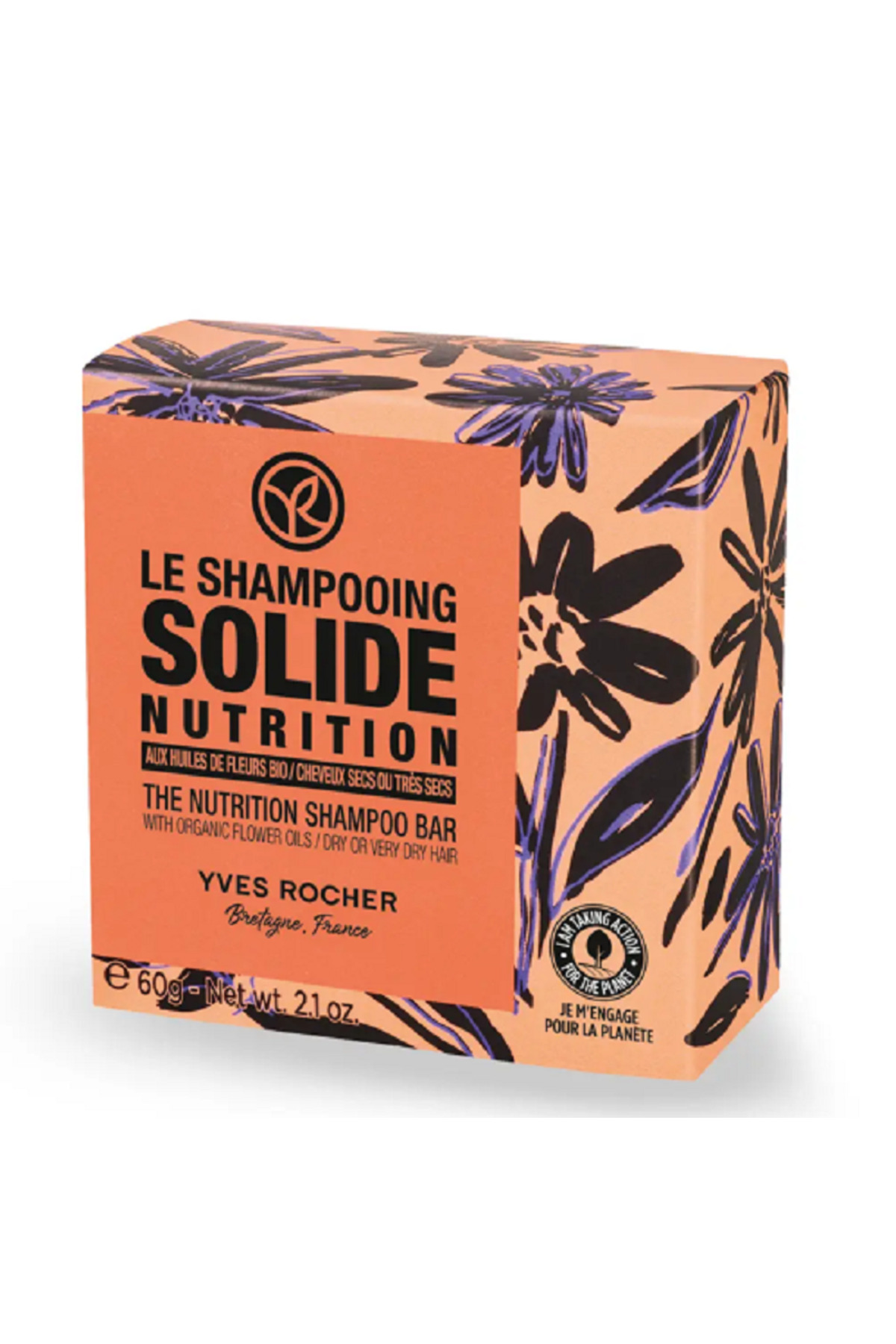 Nourishing Solid Shampoo - Dry Hair / Nutrition Organic flower oils 60 g