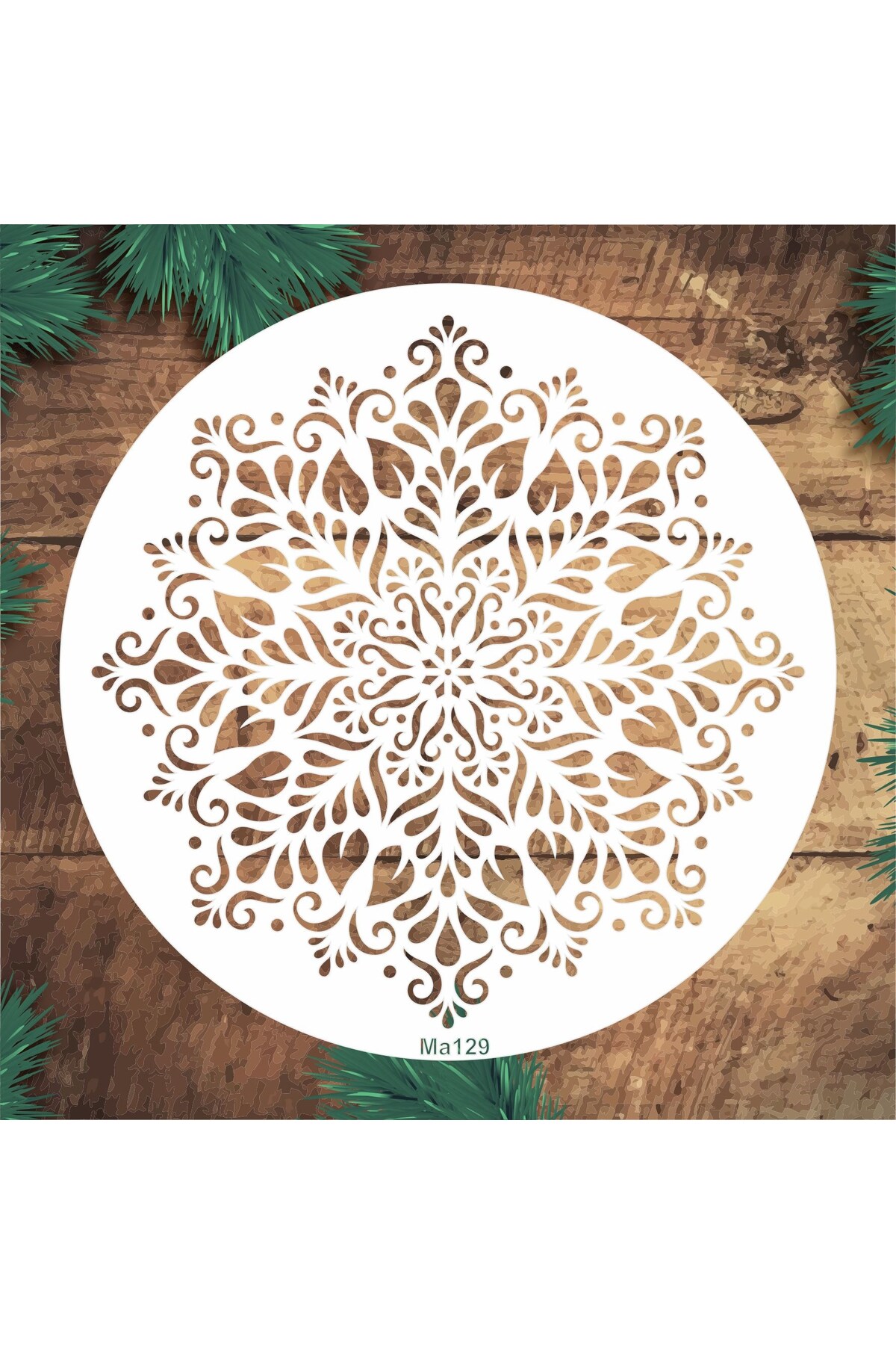STENCİLTASARIM Stencil Tasarım MA129 Mandala Duvar Ahşap Cam Kumaş Boyama Şablonu