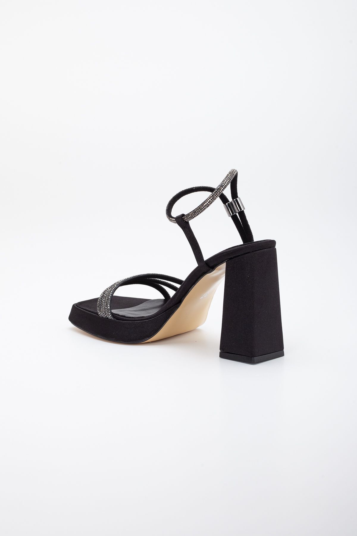 LİLLA-women's pointed platform high thick heeled evening shoes with stones 5