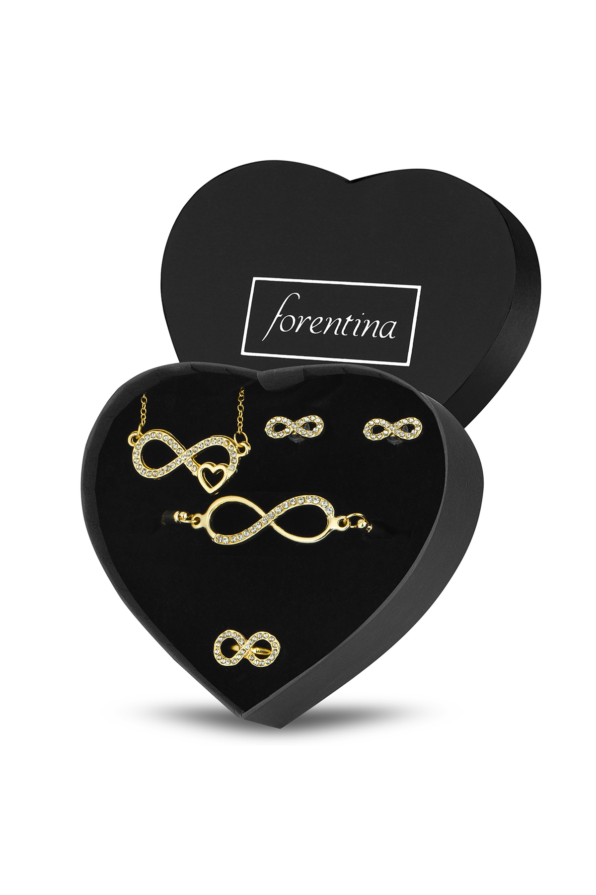 Forentina Altın Kaplama Sonsuzluk Kolye Küpe Yüzük Bileklik Set PS3521