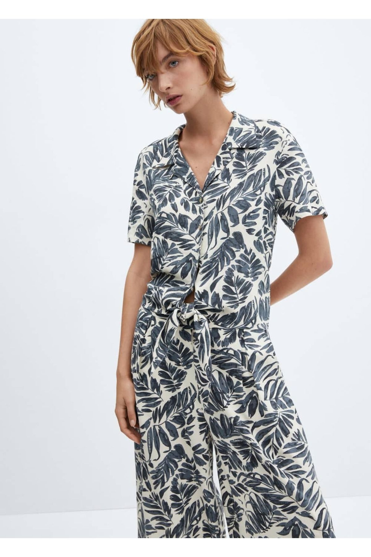 MANGO Woman-Tropical Patterned Linen Pants 6