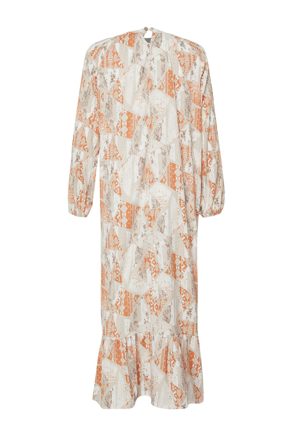 Trendyol Modest-فستان منسوج بحزام زهري برتقالي TCTSS24EB00231 8