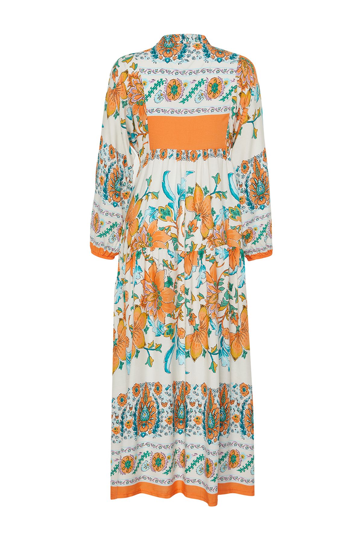 Trendyol Modest-فستان منسوج من الفيسكوز باللون البرتقالي TCTSS24EB00221 8