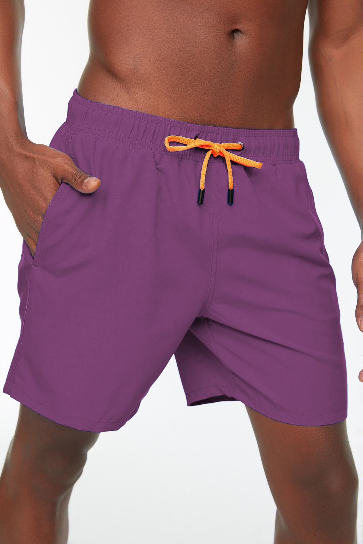 Trendyol Collection-Sötétlila Basic normál méretű fürdőruha úszónadrág TMNSS20DS0023 7