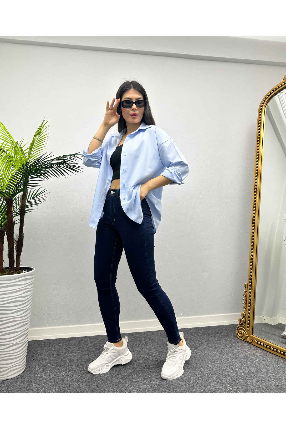 Kadın Lacivert Yüksel Bel Skinny Fit Jean Pantolon