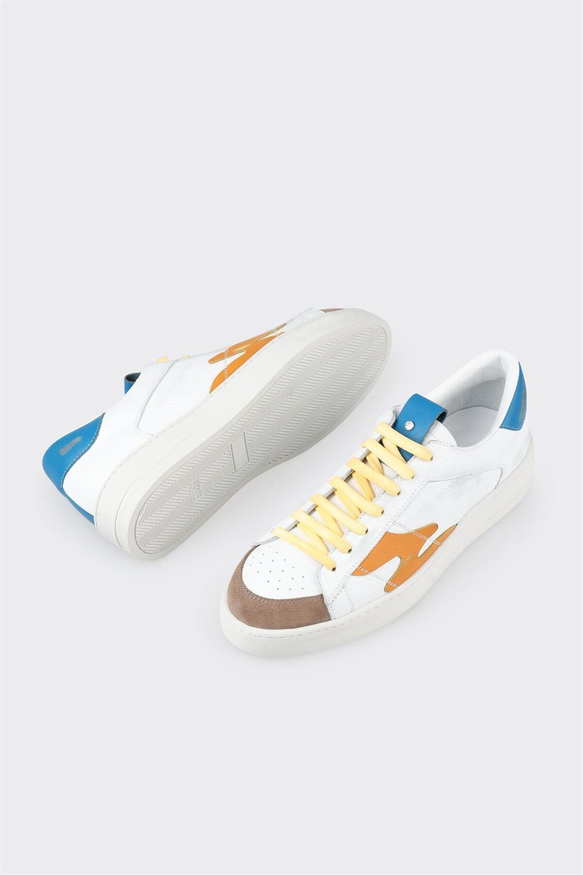 Elle Shoes-Yellow Leather Men's Sports Shoes 3