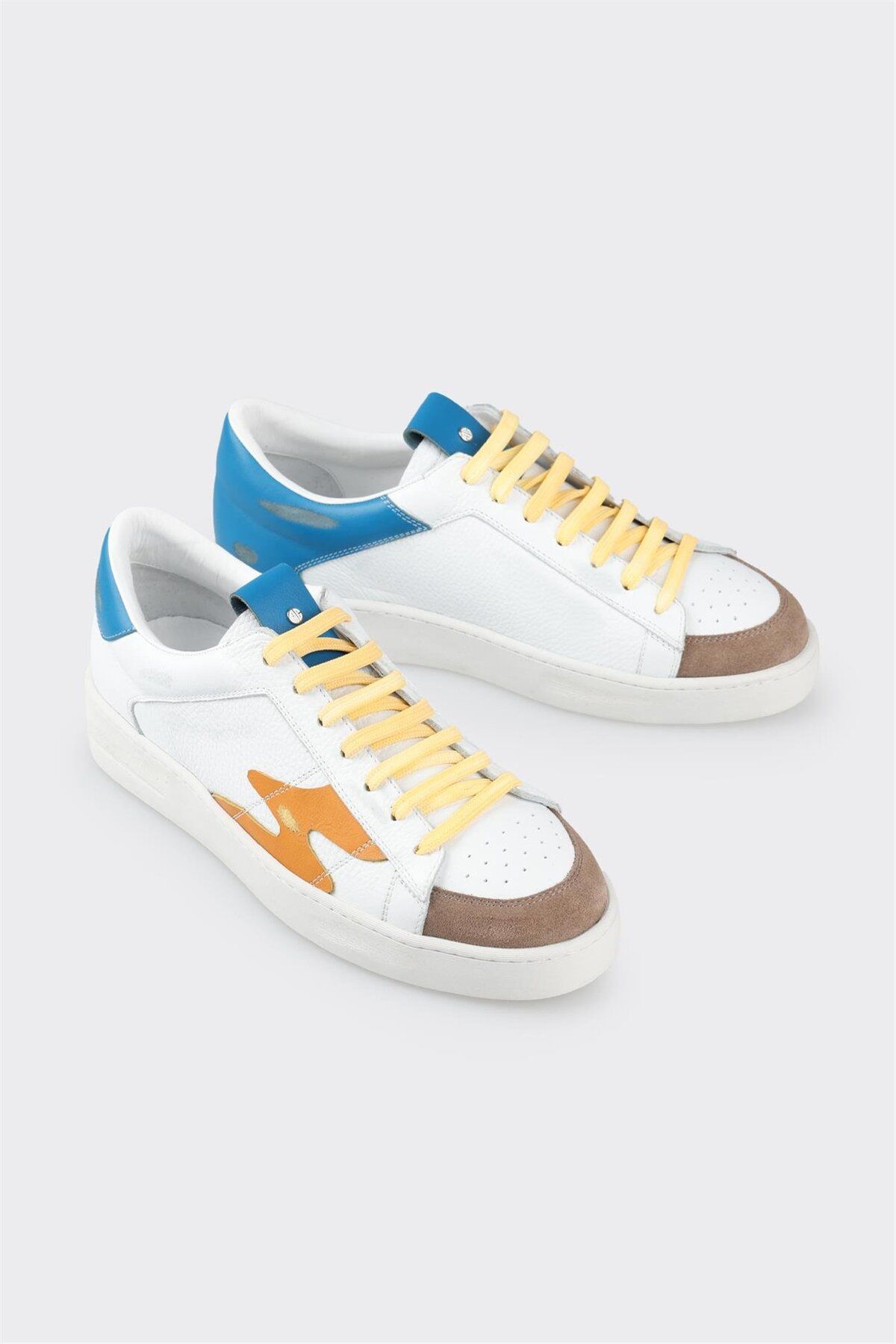 Elle Shoes-Yellow Leather Men's Sports Shoes 2