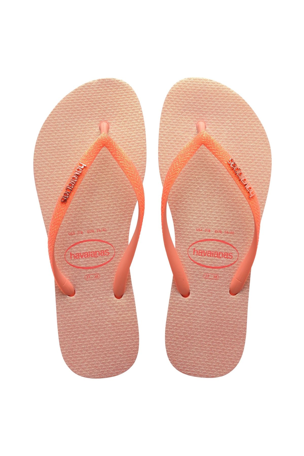 دمپایی نارنجی زنانه هلو ایریدسنت اسکینی 5567 گل رز Havaianas