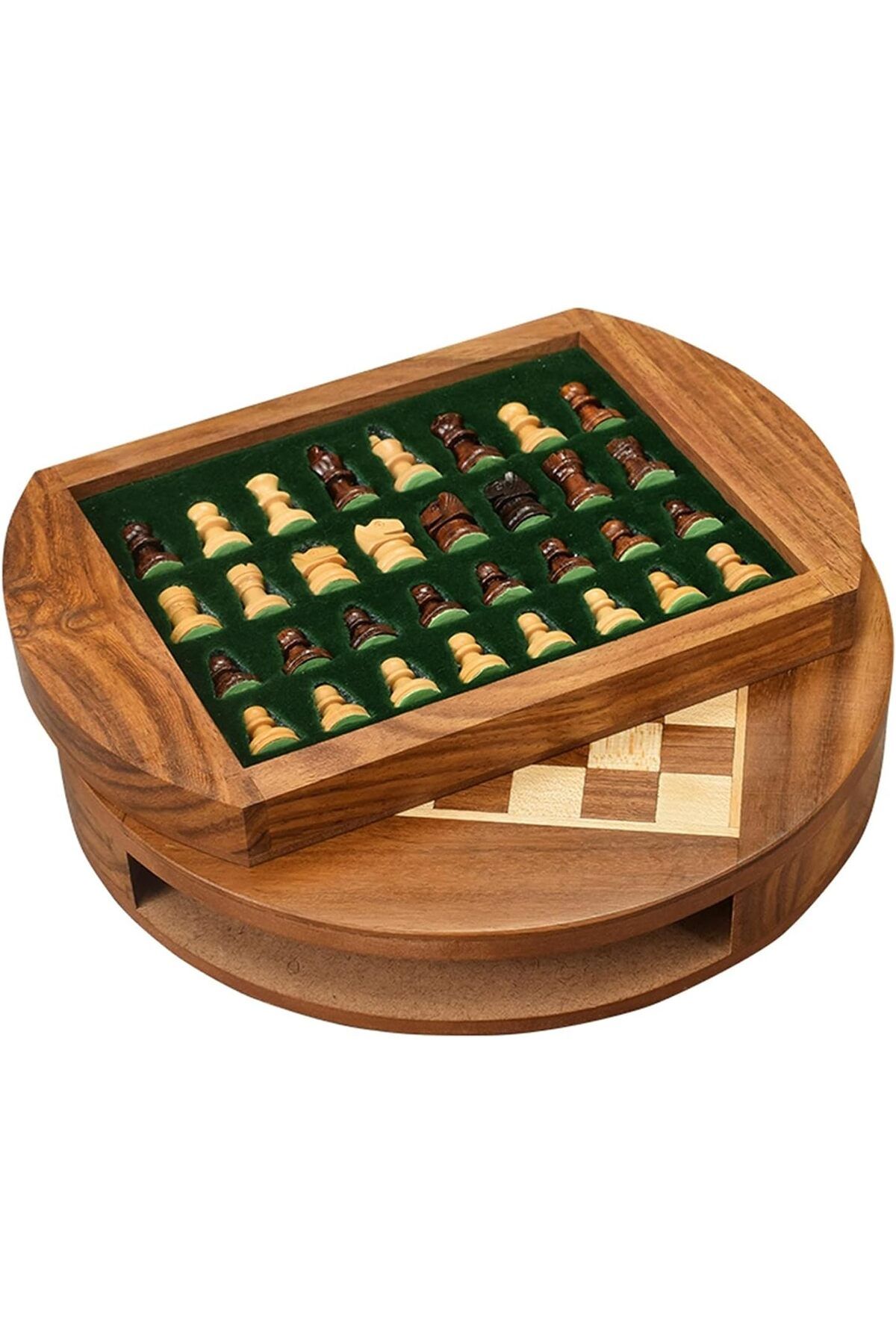 PİRAMİGO-Magnetic Wooden Chess Set Round Shape Chessboard 3