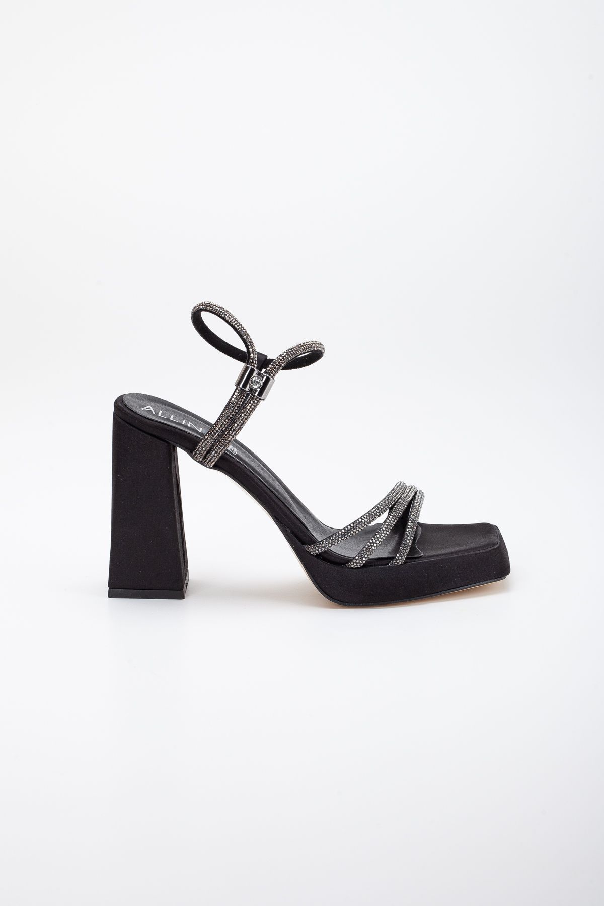 LİLLA-women's pointed platform high thick heeled evening shoes with stones 4