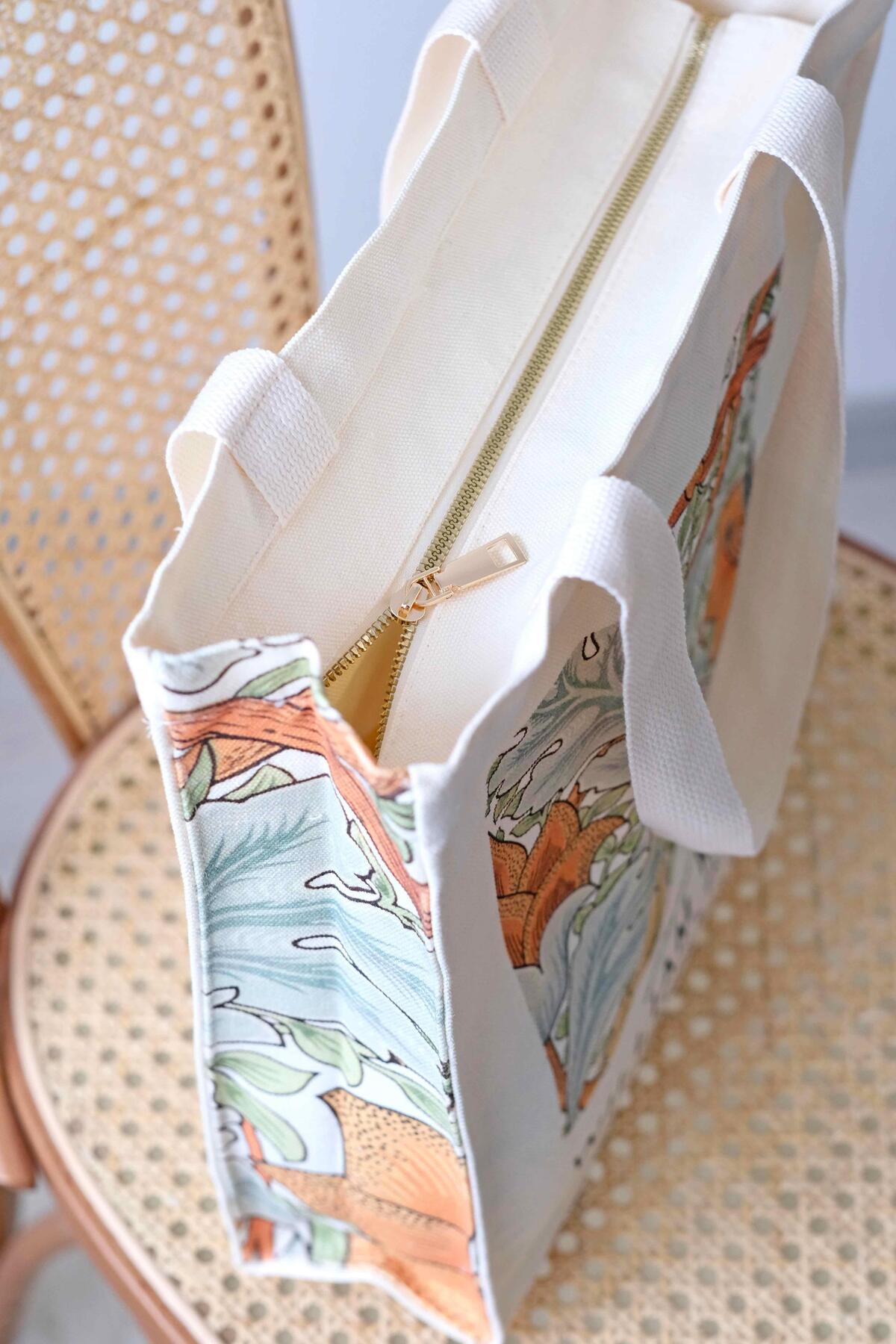 bukashops William Morris Yellow Flower Tote Bag Kanvas Çanta
