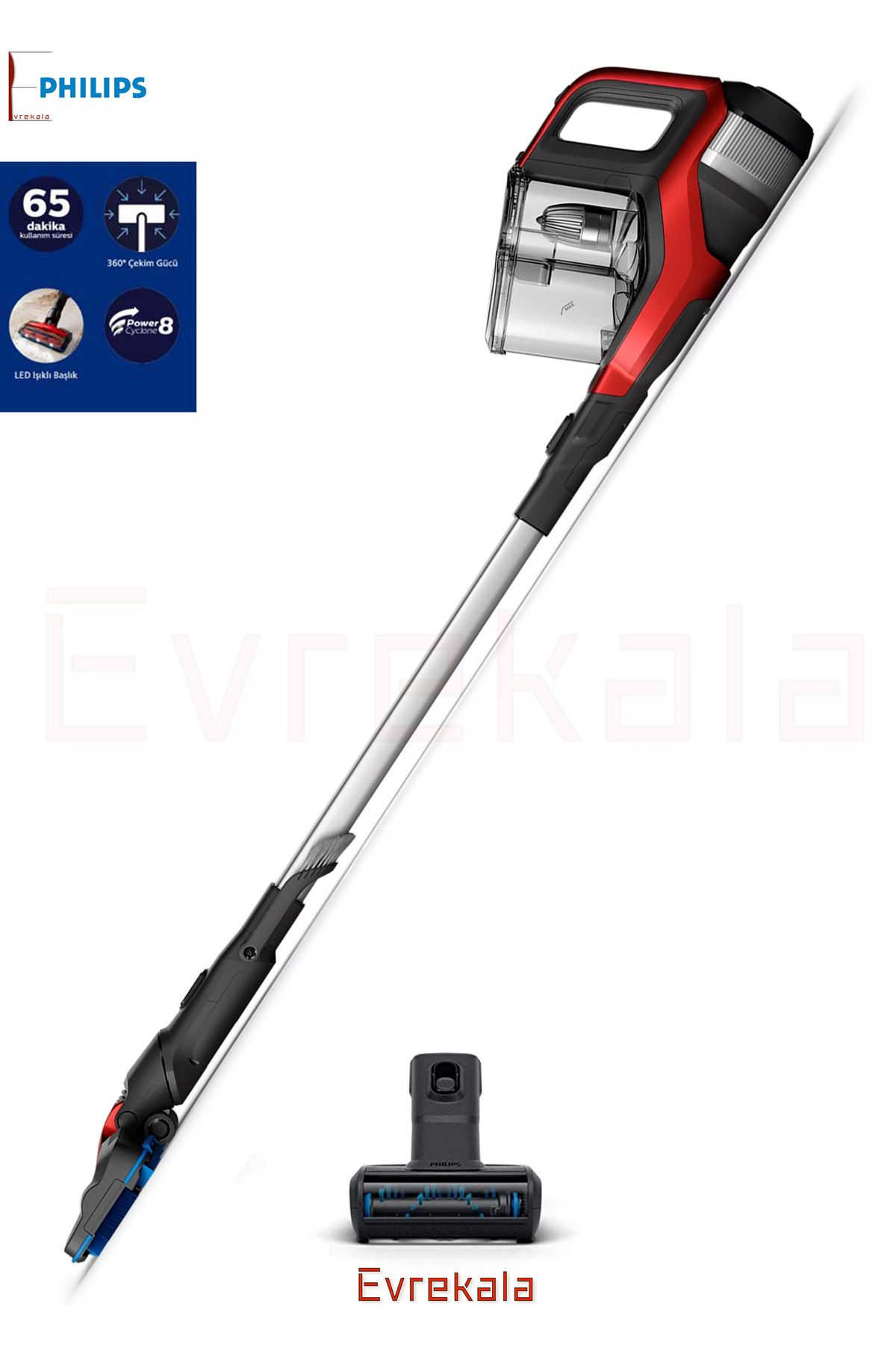 Evrekala Shop Kablosuz Dikey Süpürge Philips 3'lü Filtreleme SpeedPro -Yetkili Satıcı Evrekala- Yeni