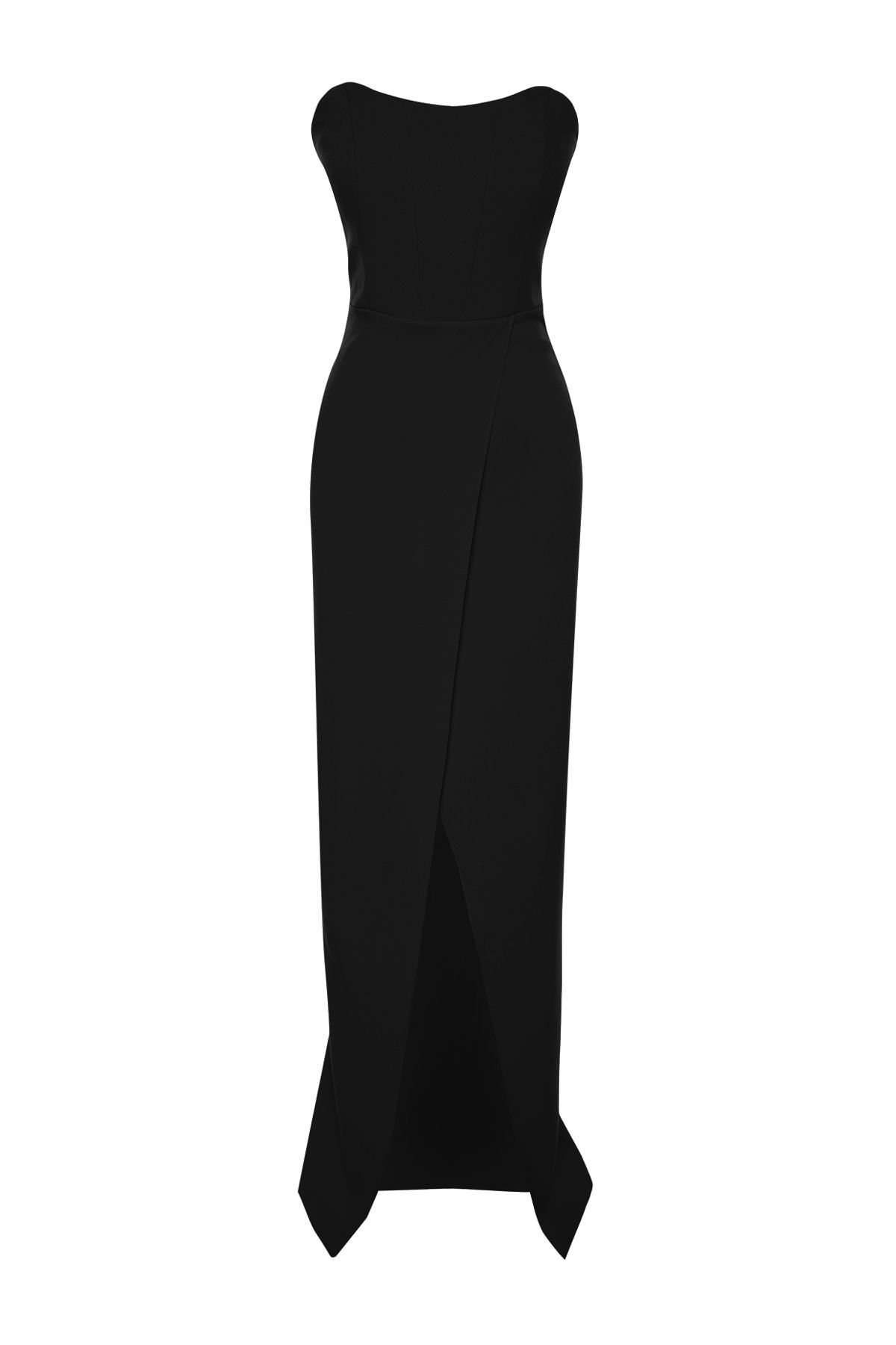 Trendyol Collection Black Corset Detailed Woven Long Evening Dress TPRSS24AE00151 Trendyol