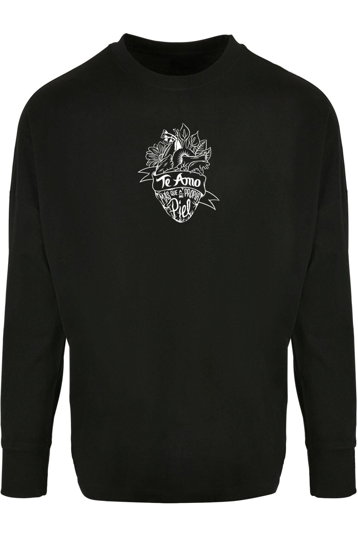 Merchcode-Herren Ladies Frida Kahlo - Te amo outline Oversized Cut On Sleeve Longsleeve 1