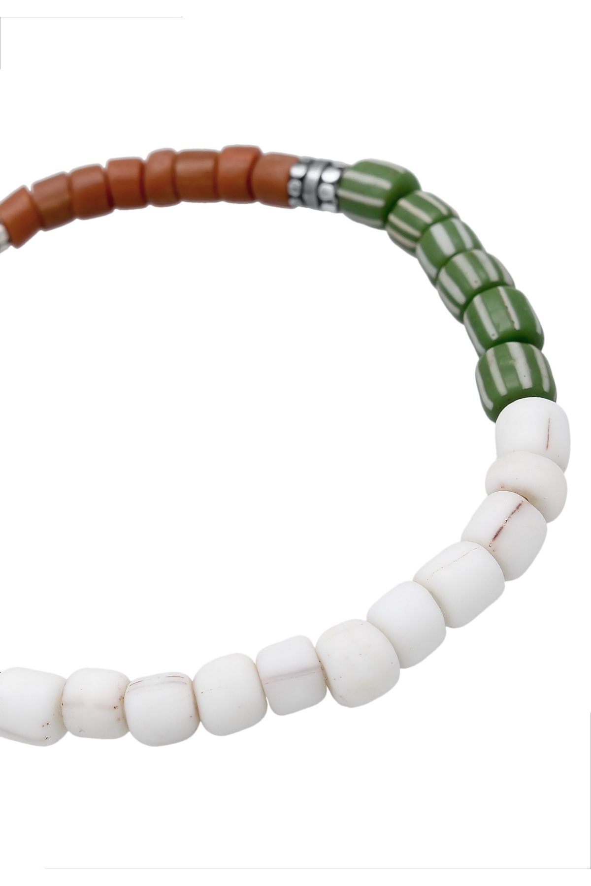 KUZZOI-Armband aus 925er Silber mit Glasperlen – Weiß-Braun 3