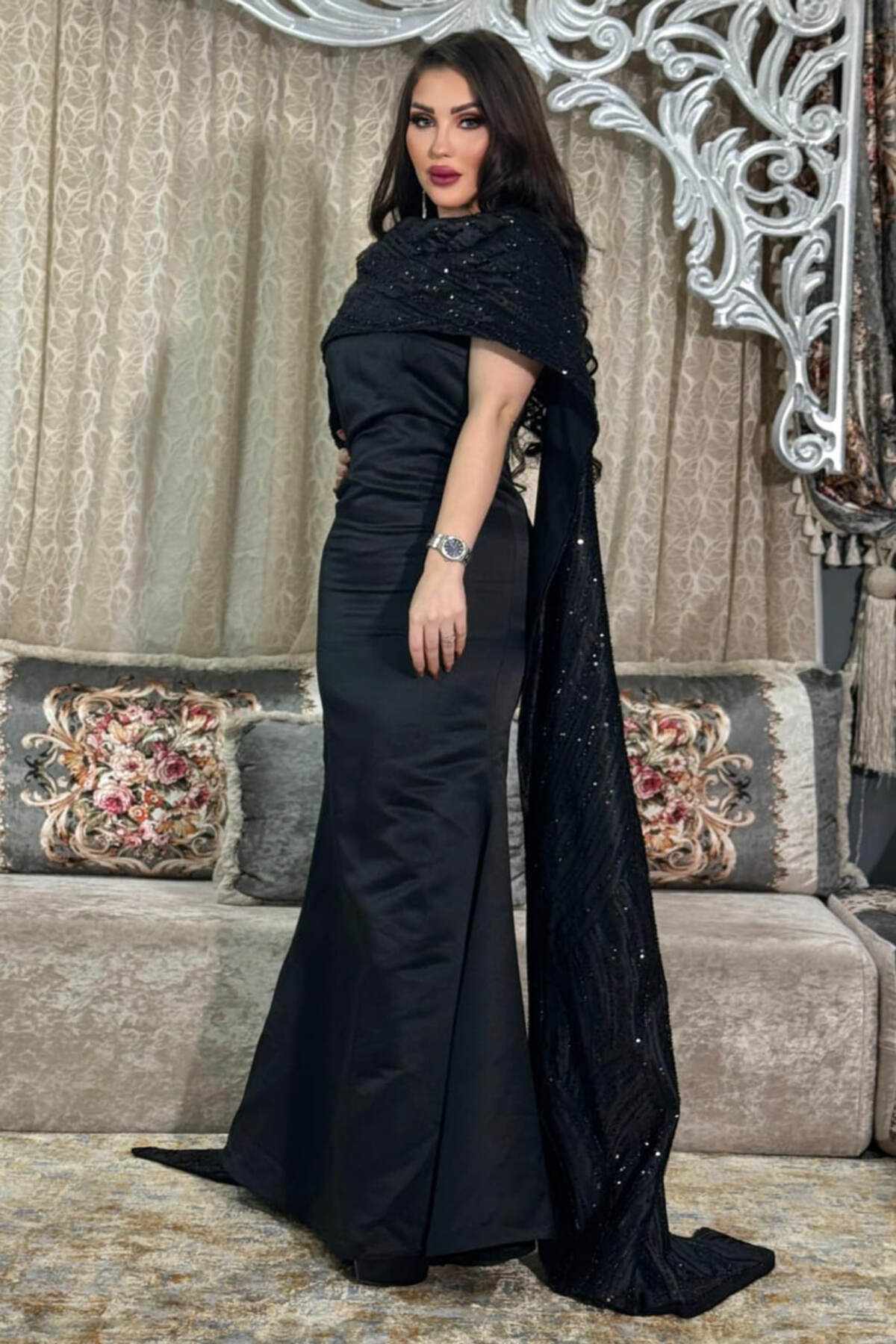 Gold Dresses Long Evening Dress With Bow, Embroidered, Handmade, Satin  Fabric for Women price in Saudi Arabia | Compare Prices