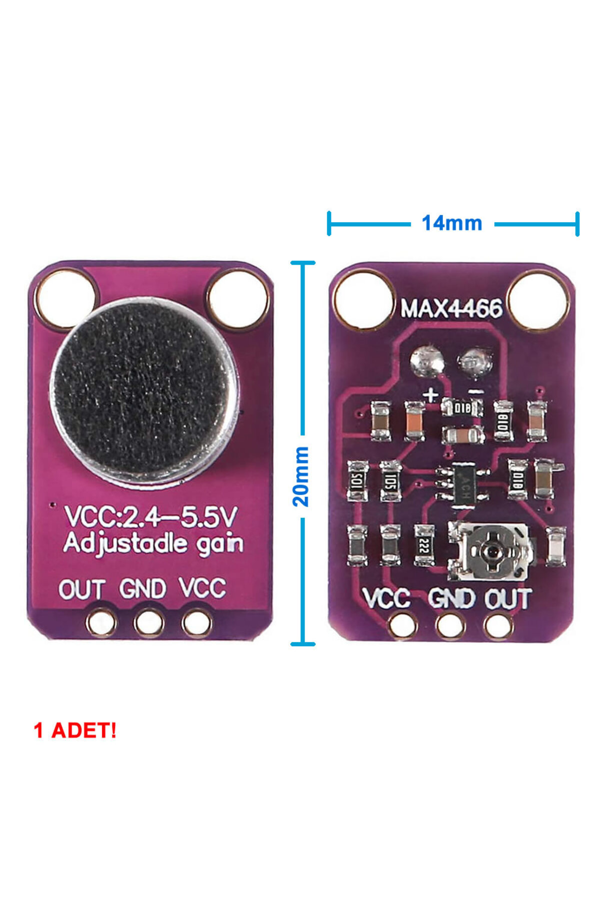 MAX4466 Amplikatörlü Analog Elektet Mikrofon Sensör Ayarlanabilir Kazanç Kontrol Ses Algılayıcı Mod 2