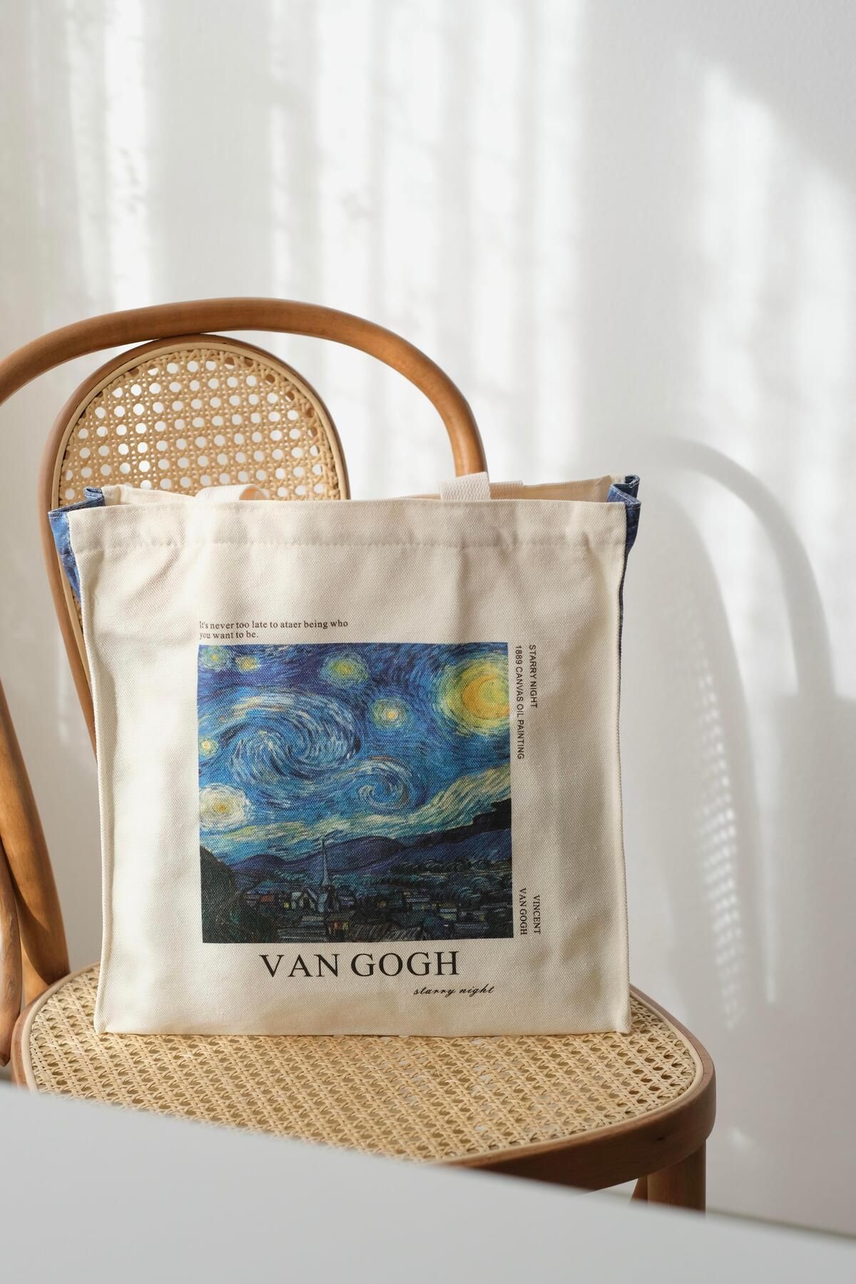 Buka Shops-The Starry Night Starry Night Van gogh Tote Bag Geanta de pânză 5