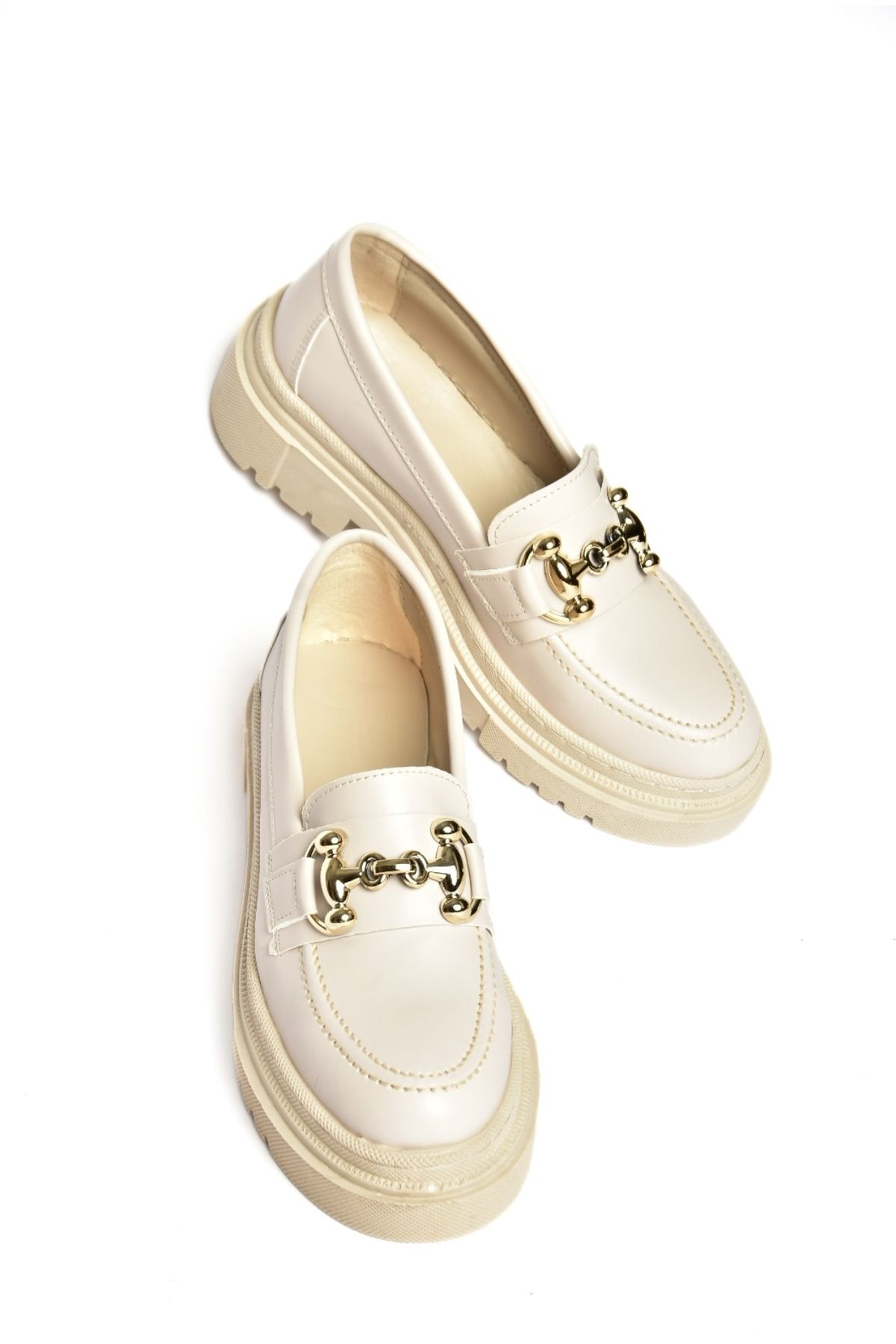 Fox Shoes-P6520343009 Bézs vastag talpú női alkalmi cipő 6