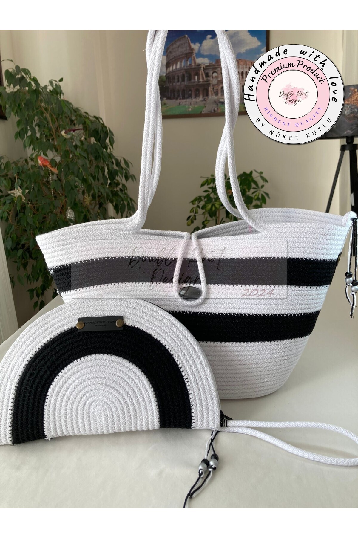 2-Piece Set Beach Bag , Handbag Clutch, Totebag, Women's Bag, Summer, Gift, Mother's Day
