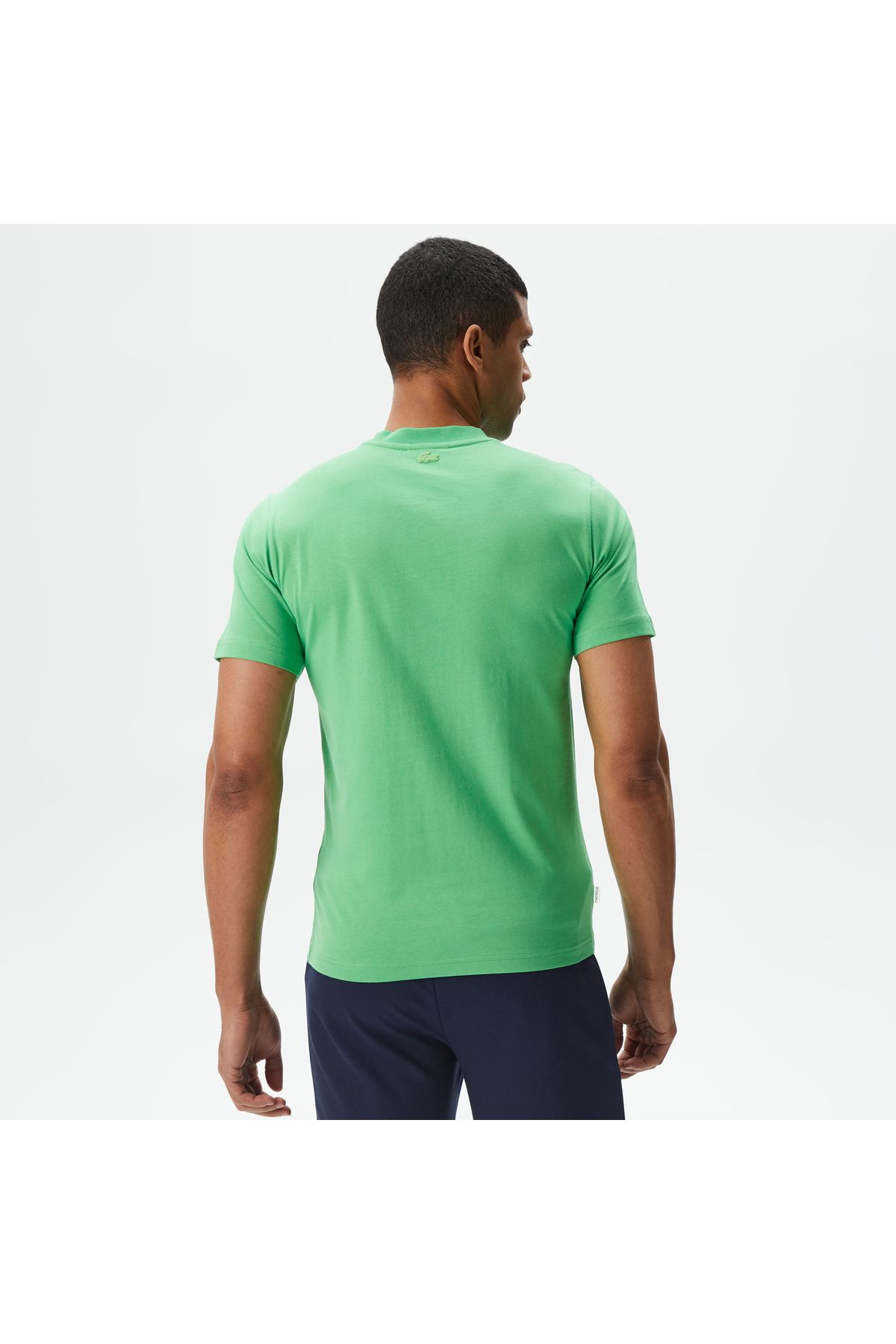 Lacoste یقه دوچرخه باریک مردانه تی شرت سبز چاپ شده
