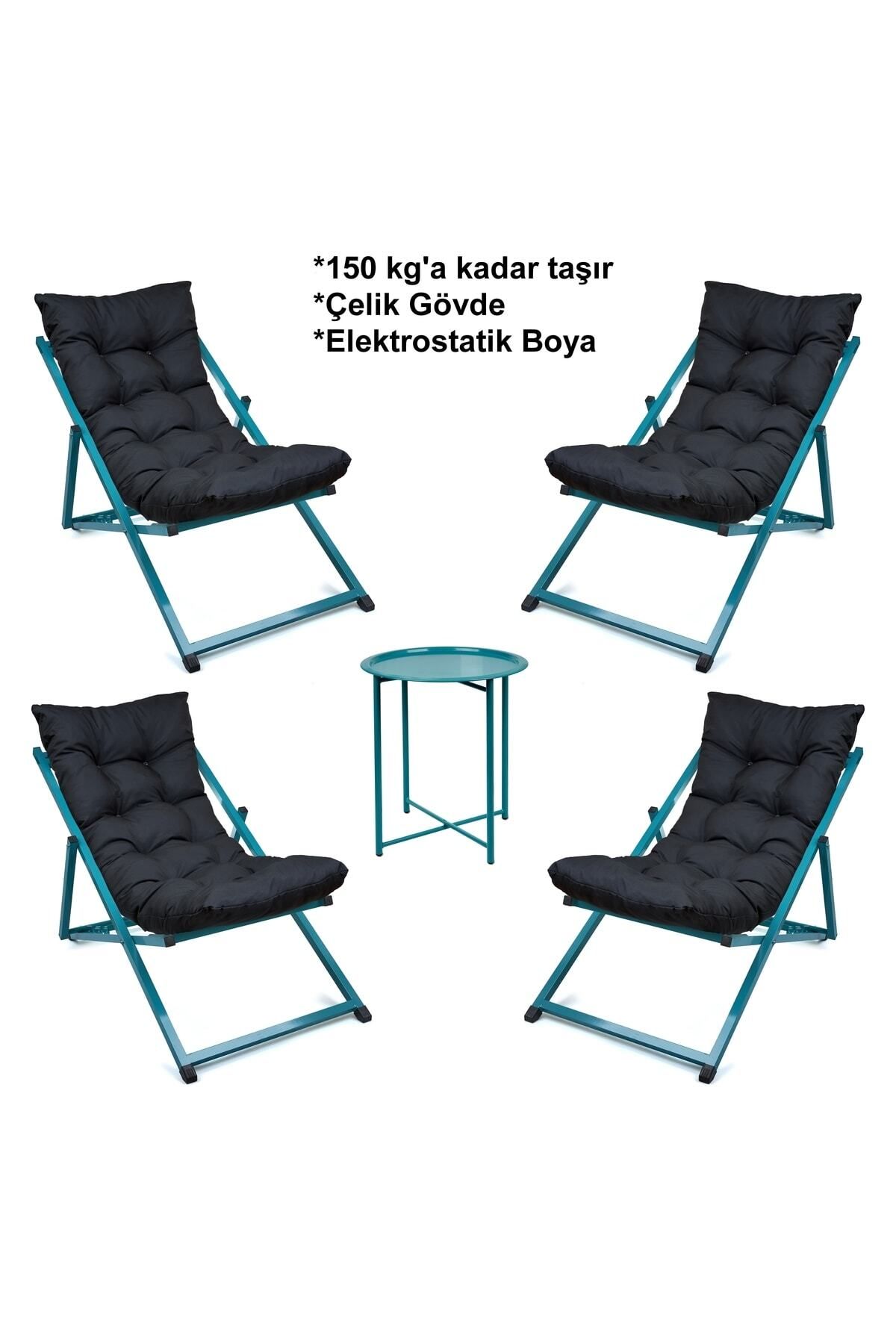 صندلی کمپ سیاه کمپینگ Cushion Kumy Sawlong مجموعه چهارم ست 4 Sezlong 1 قهوه  HUNDEMİR