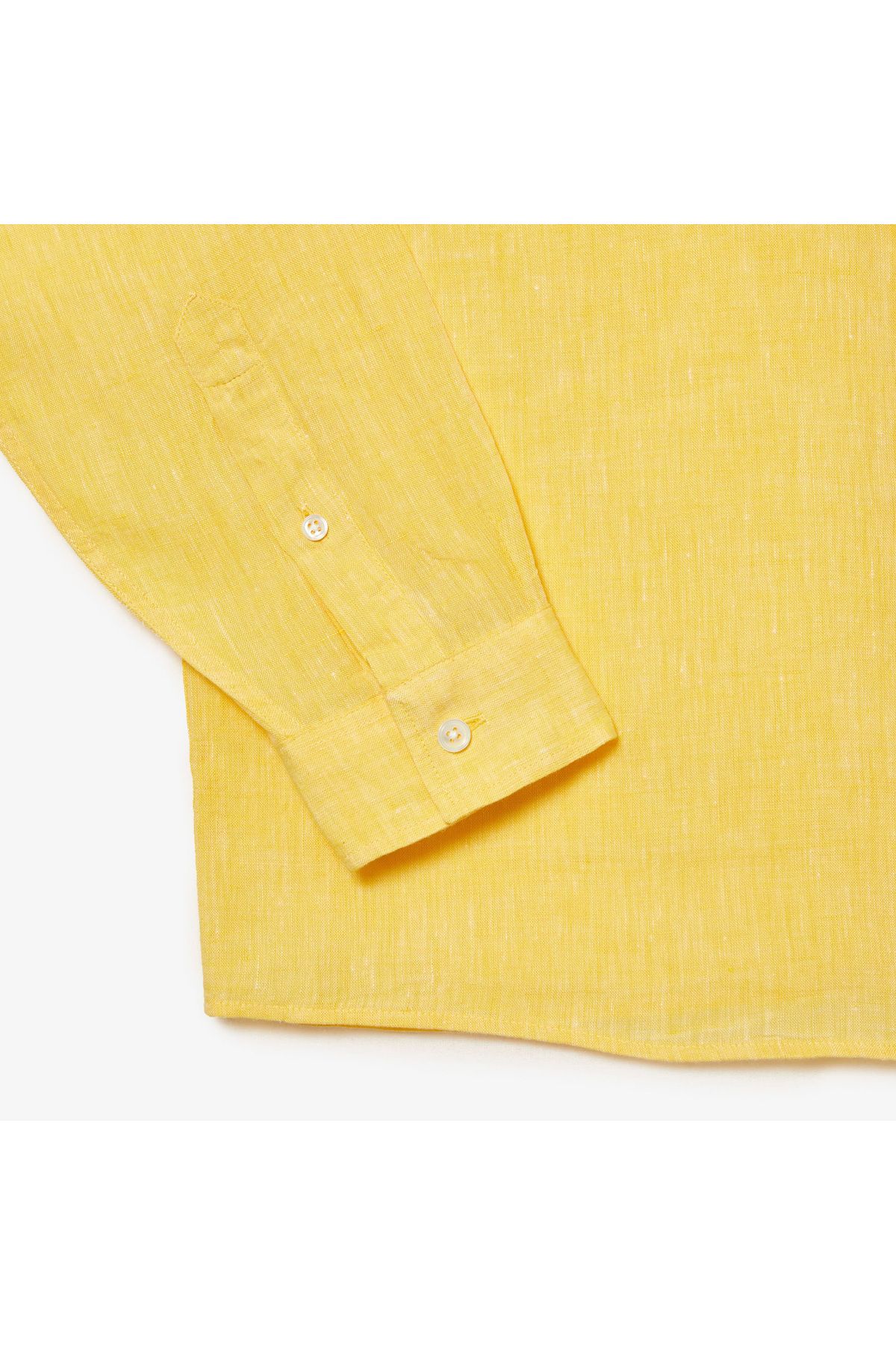 Lacoste پیراهن زرد کتانی معمولی مردانه