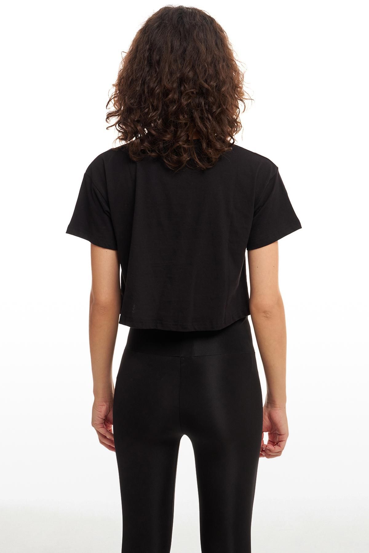 Quzu-Tricou imprimat strălucitor negru 5