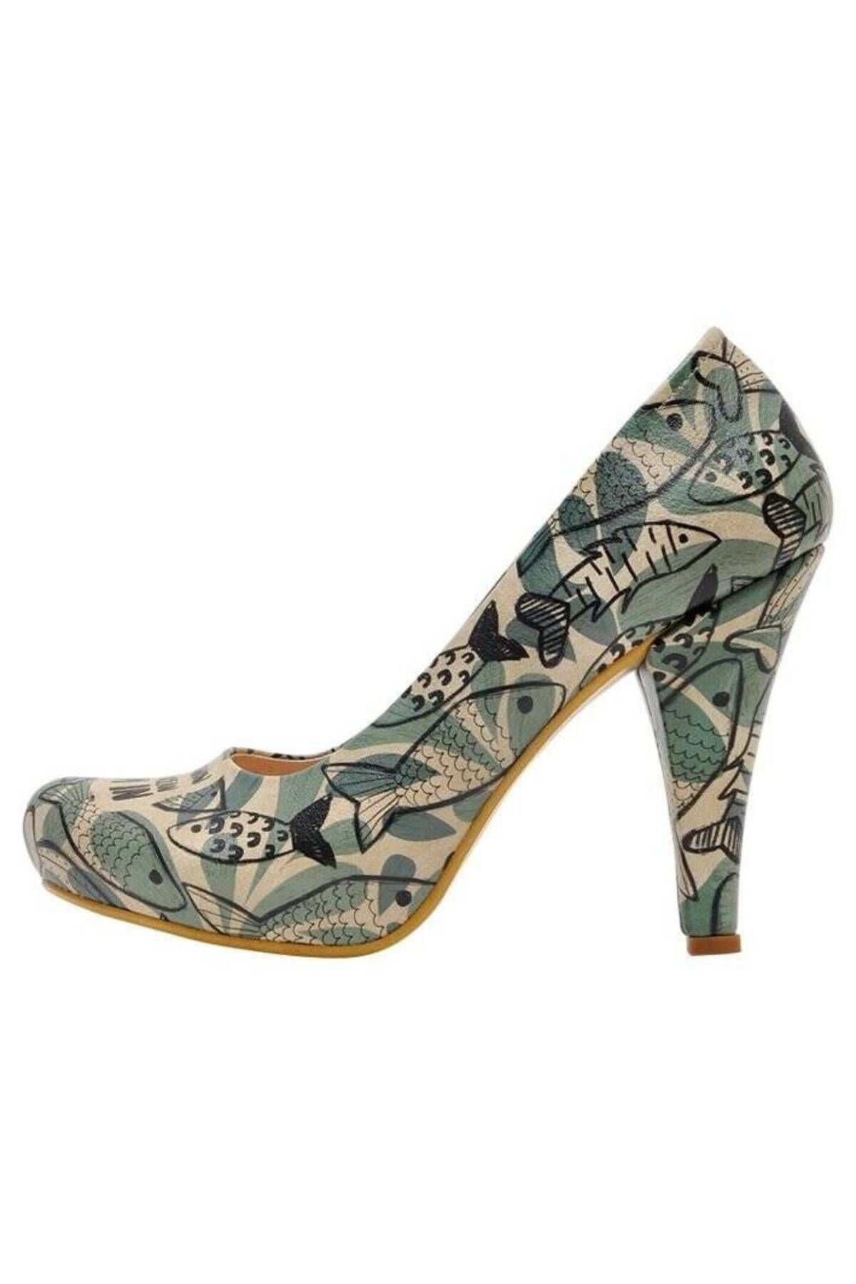 Dogo Women s Vegan Leather Green Heeled Shoes Ocean Design Trendyol