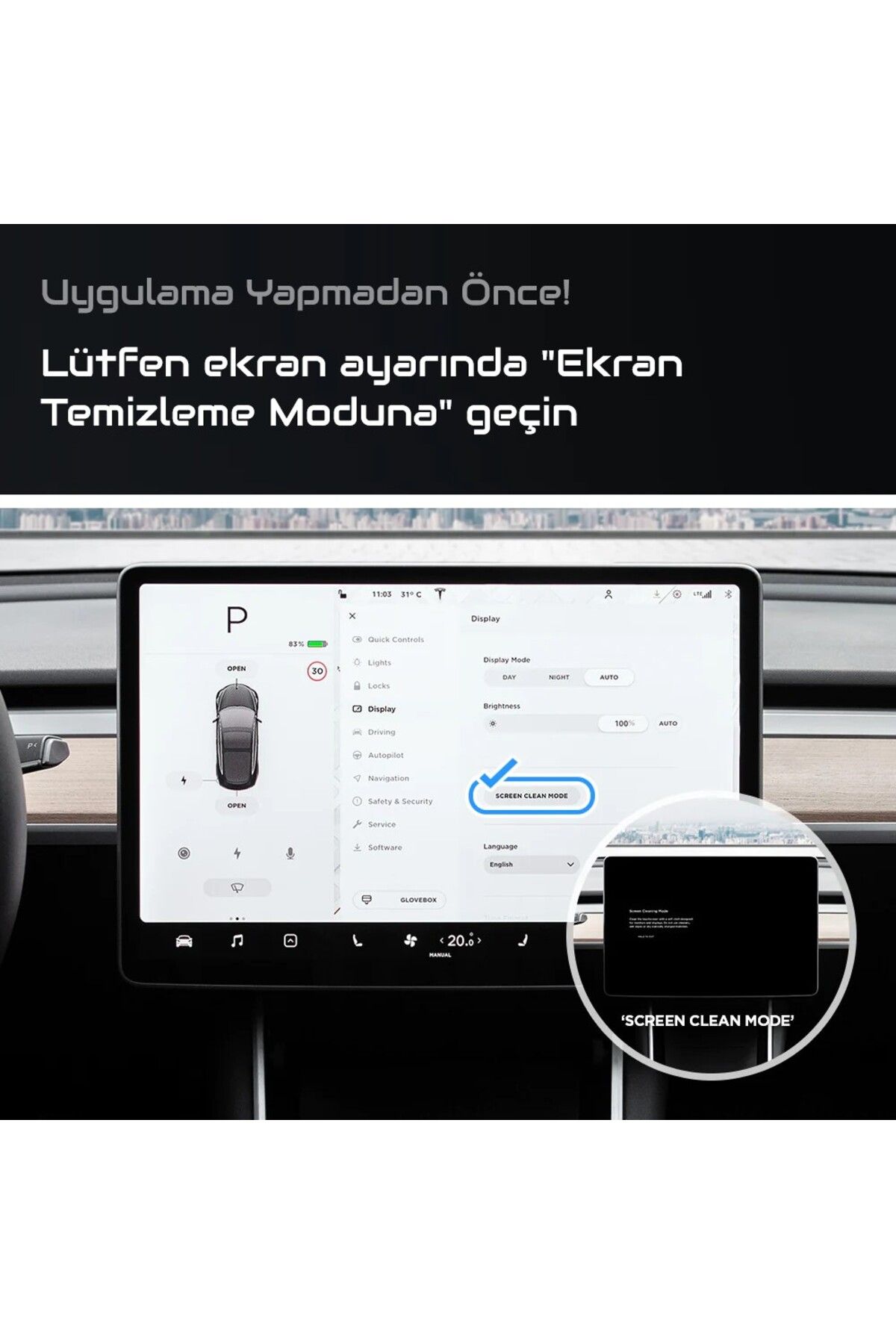 Engo-Transparent Nano Compatible with Tesla Model Y Screen Protector 15 inch 3