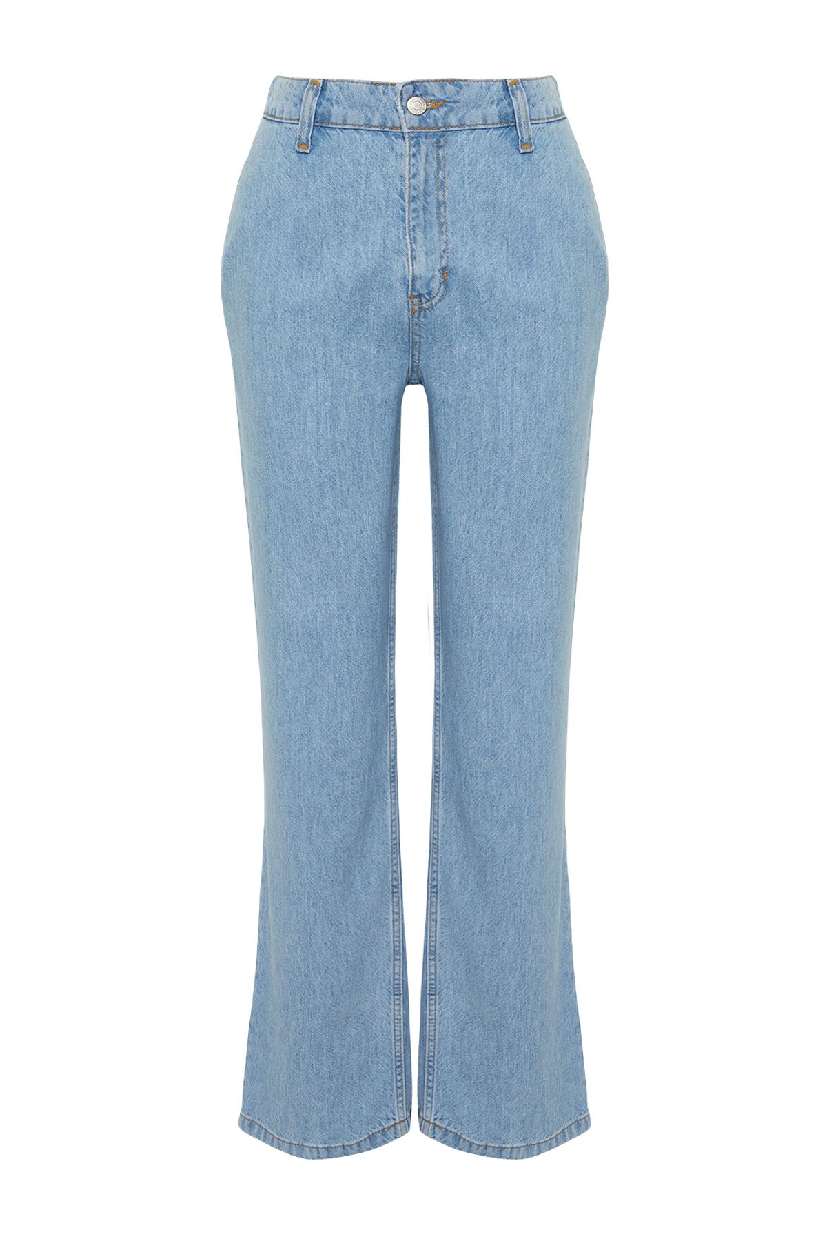 Trendyol Collection-Blaue Jeans mit hoher Taille und weitem Bein aus 100 % Tencel™ und Taschendetail TWOSS24JE00201 7