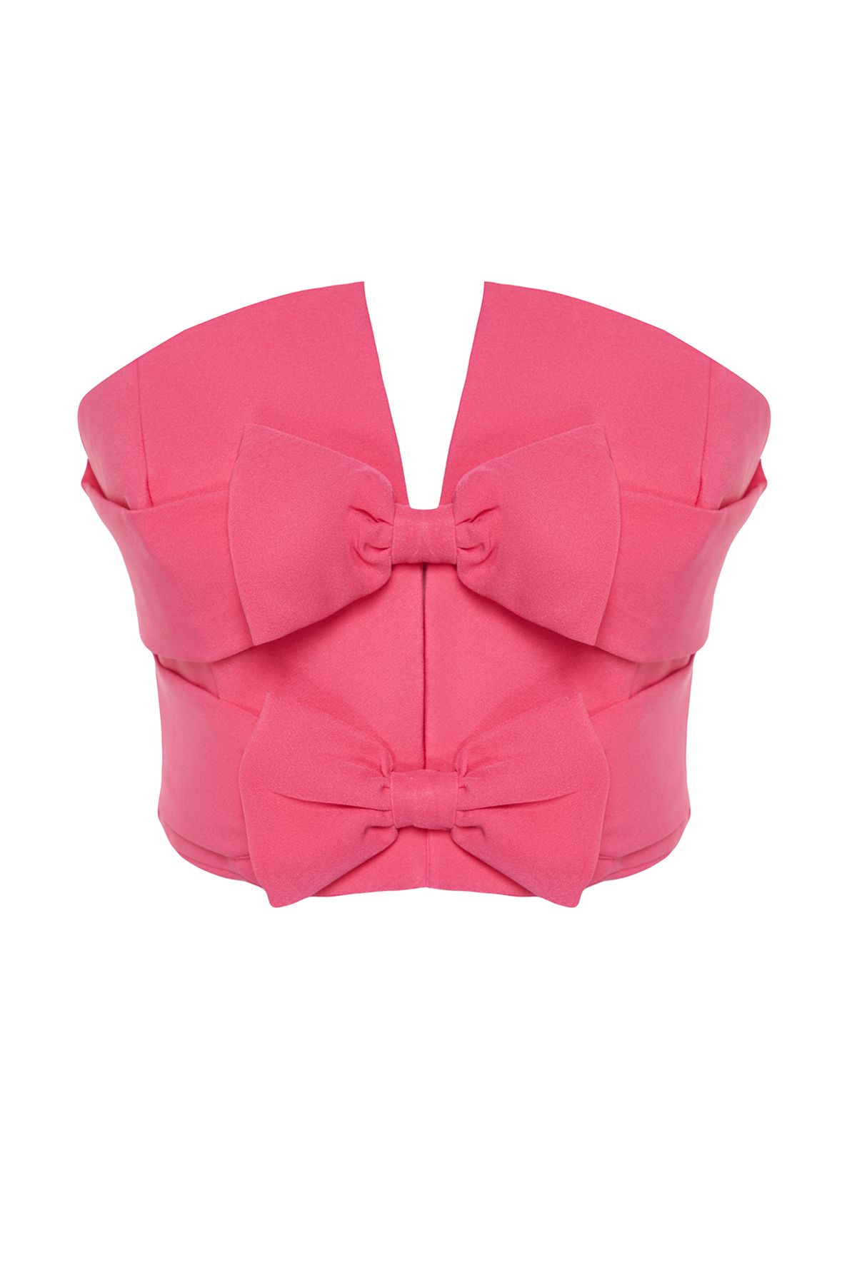Trendyol Collection-Woven Pink Crop Bustier - Bow Detail, TPRSS24BS00035 7
