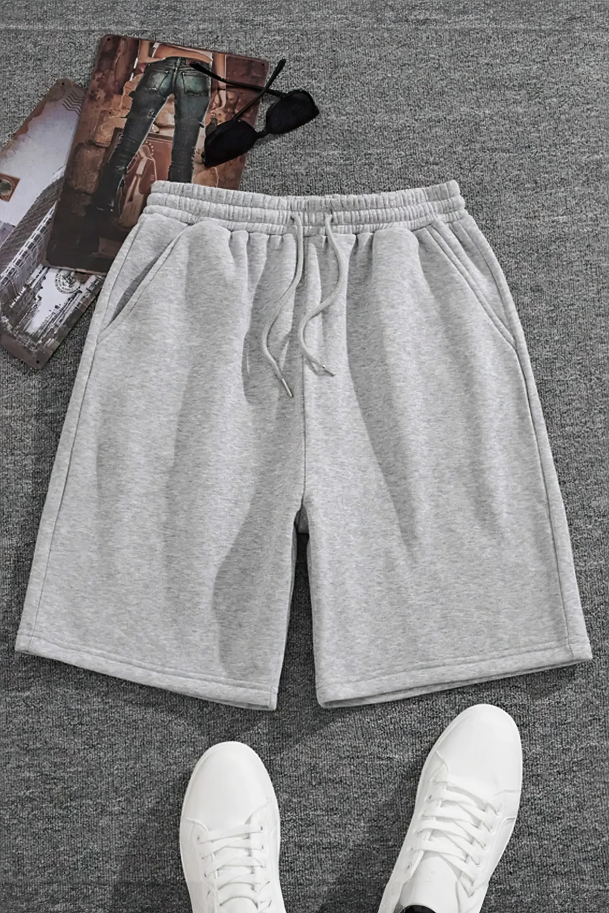 Grey Single Pocket Unprinted Women's Shorts