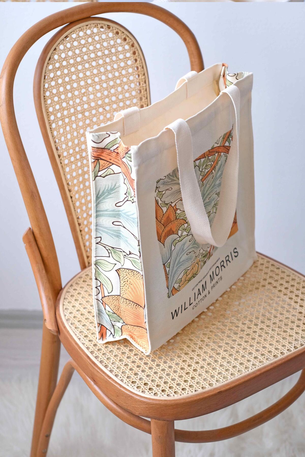 ハンドメイド　William Morris ボストンバッグ⑅︎◡̈︎* Sサイズ bukashops William Morris Yellow Flower Tote Bag Kanvas Çanta