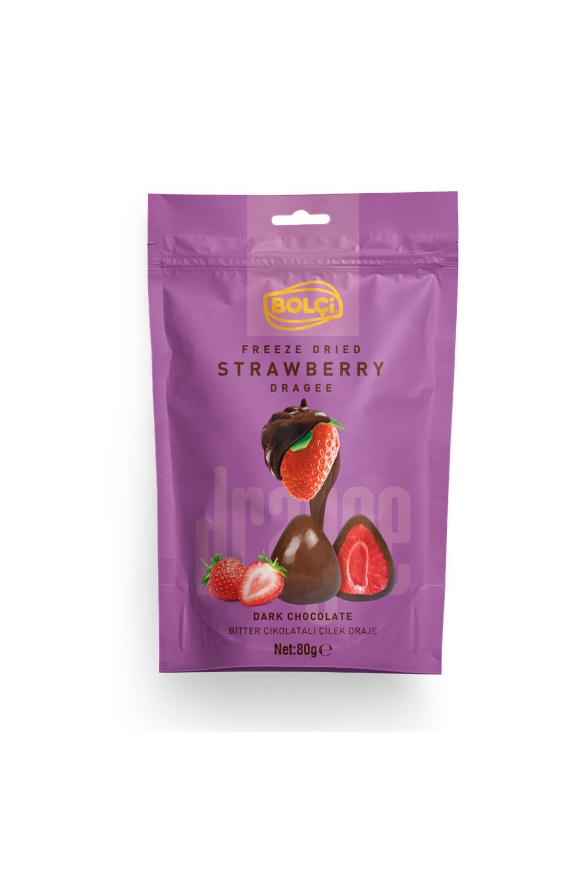 BİTTER ÇİKOLATALI ÇİLEK DRAJE 80 GR