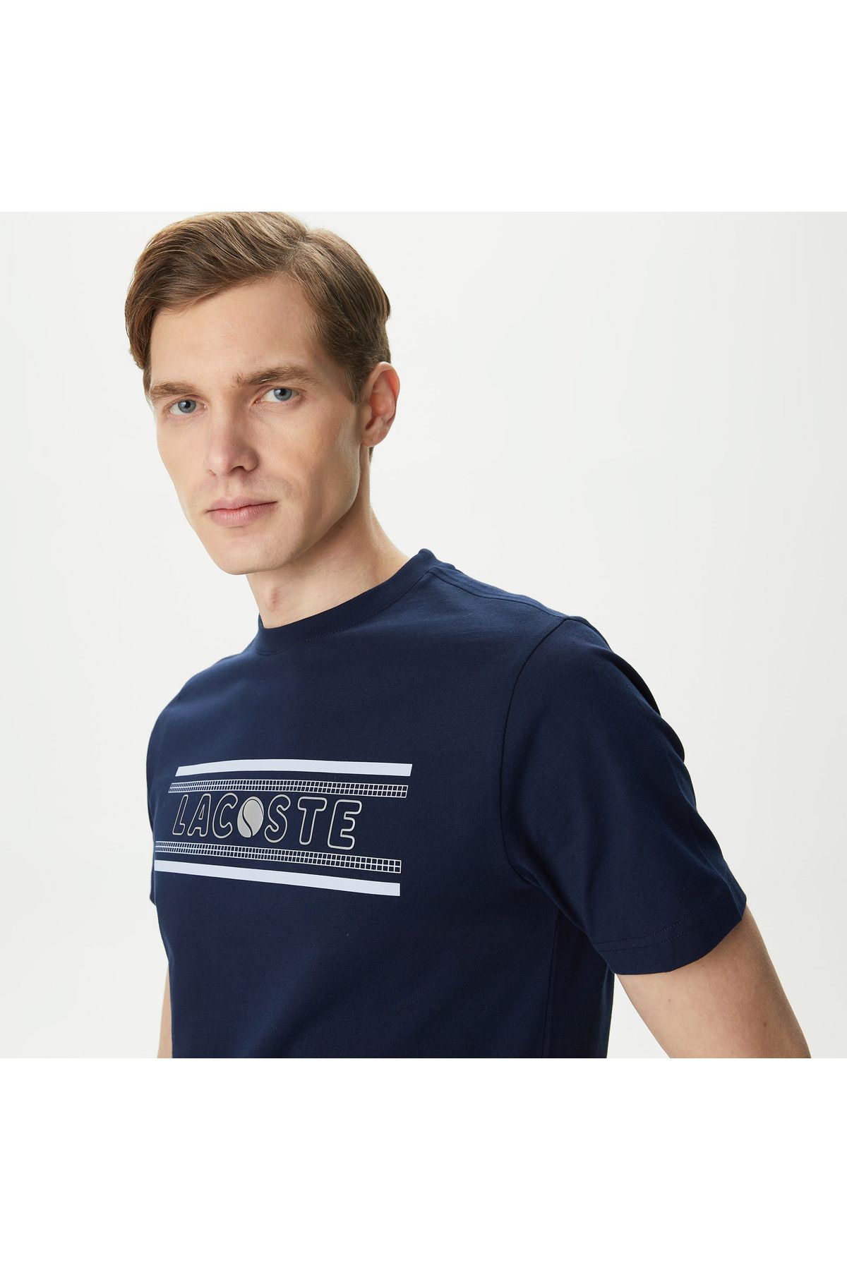 Lacoste یقه دوچرخه مناسب مردان چاپ شده تی شرت آبی نیروی دریایی