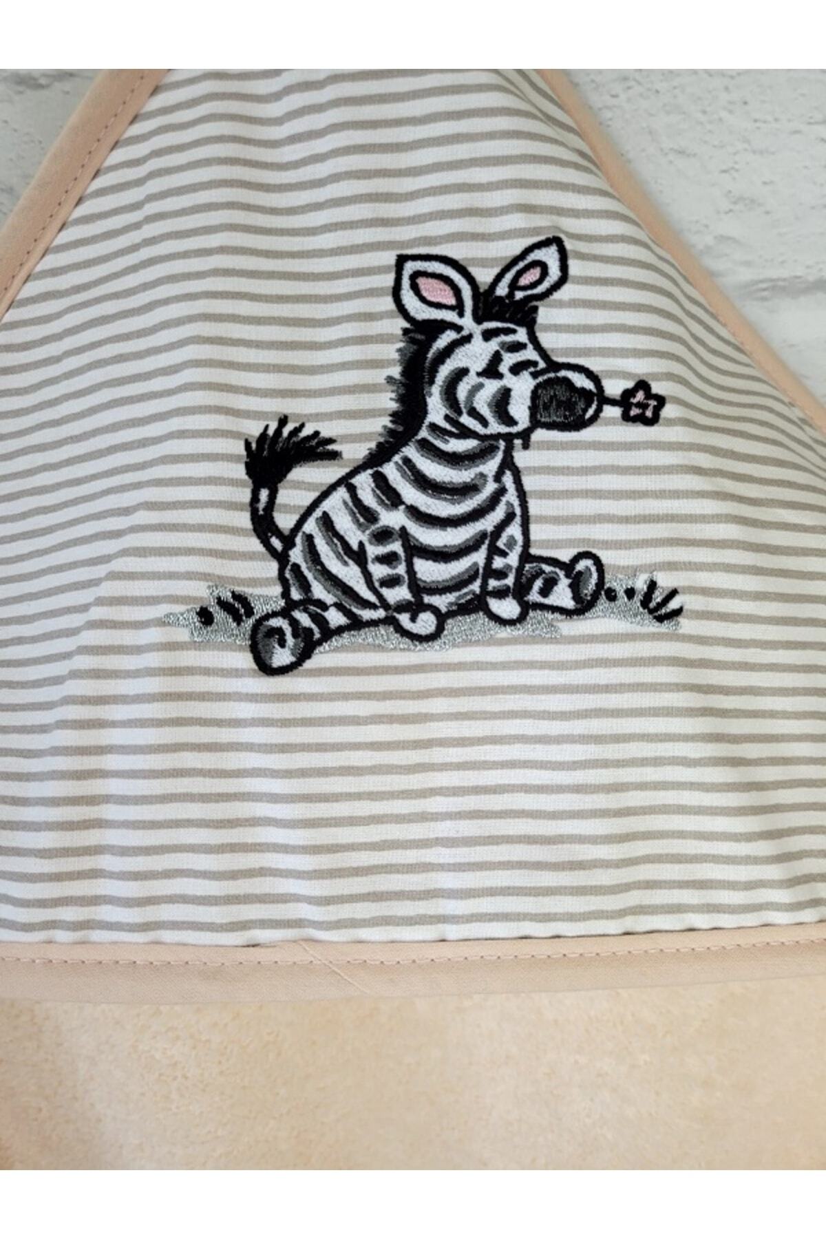 Alpar Tekstil Yumuşacık Pamuklu Kız-erkek Bebek Banyo Havlu Kundak 75x75cm Zebra/ Pudra fotoğrafı 3 (önizleme)