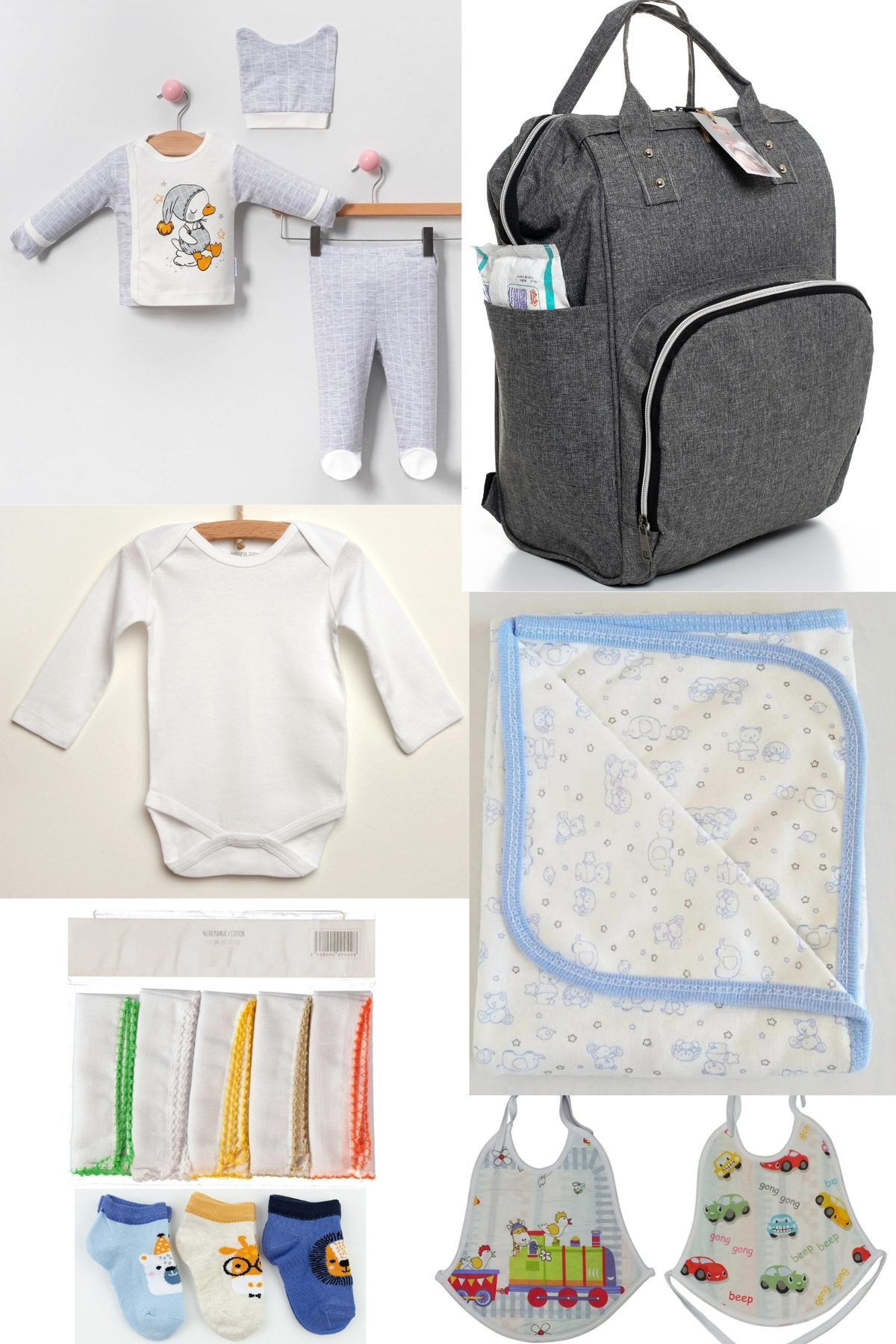 Large Delivery Set (10 pcs HOSPITAL EXIT,BABY BAG,SWADDLE,BLANKET,HANDKERCHIEF and SOCKS SET)