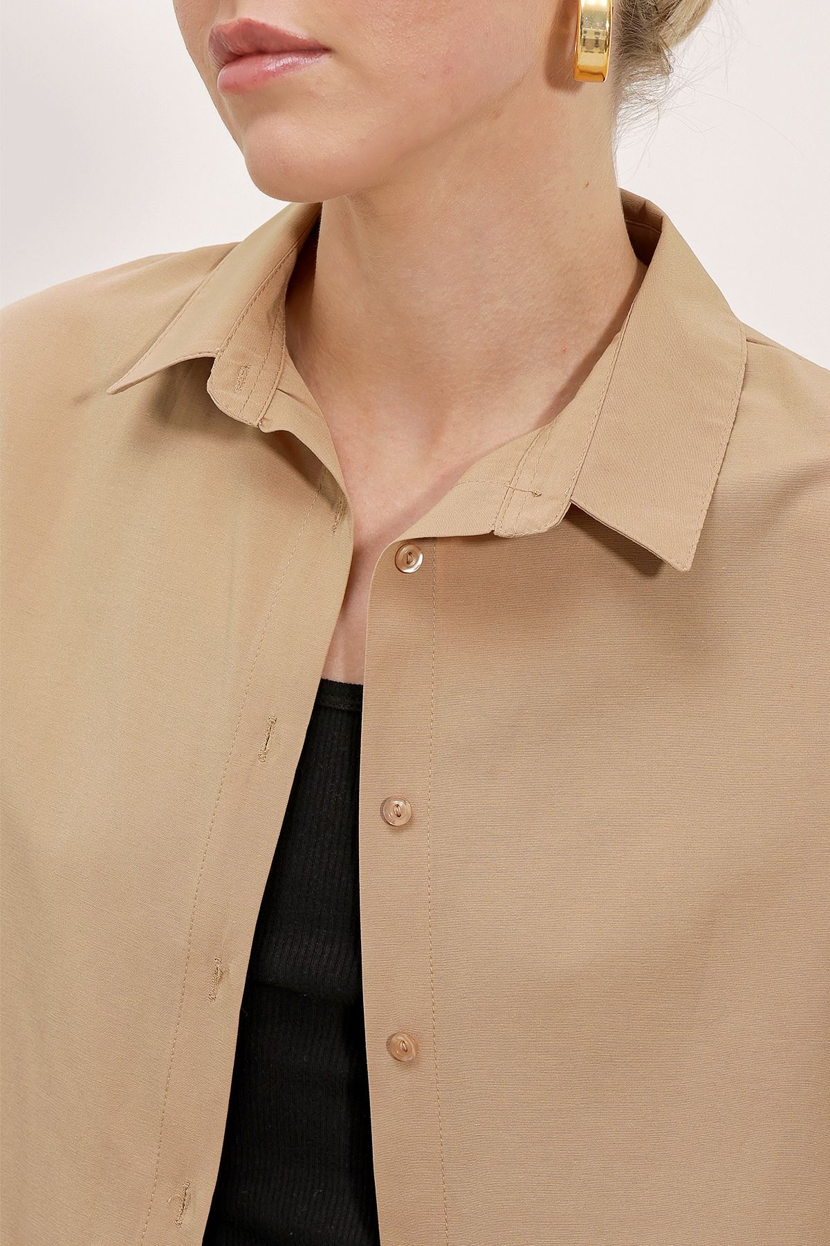 Bigdart-Długa koszula basic 3900 oversize – Biscuit 3