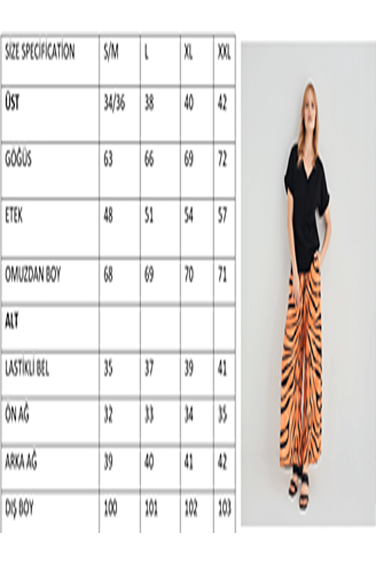 IBIZA-Zebra Patterned Black/Orange Salda Kumash Double Set 4