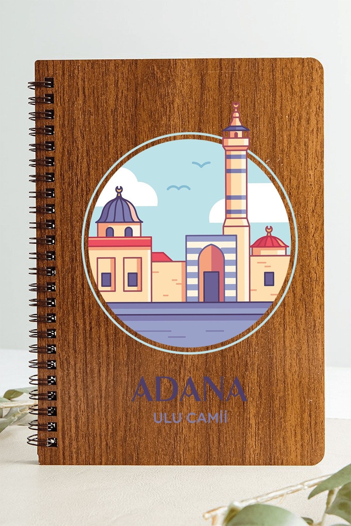 SaltanArt Moscheea Adana Ulu City Design Caiet Din Lemn Hârtie Kraft Cadou Special De Design - One Size