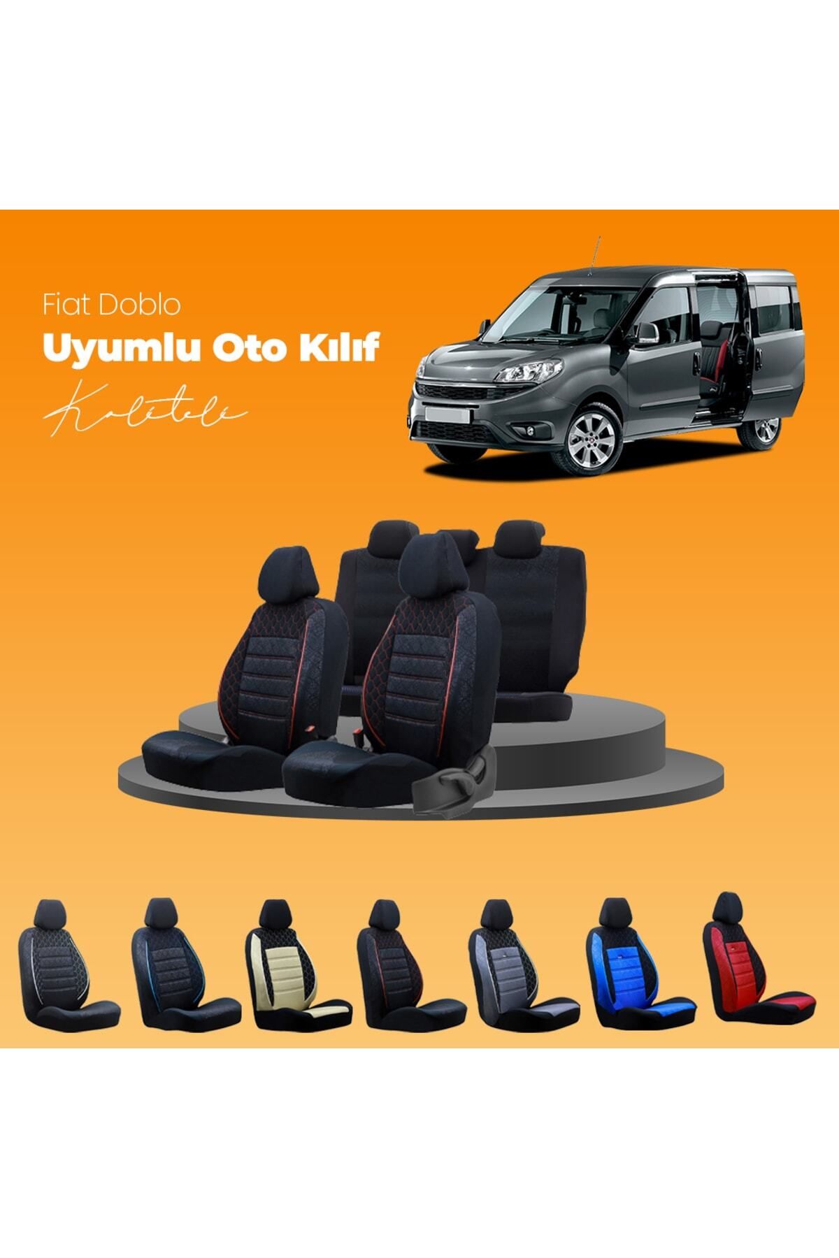 SMRAUTOACCESSORY Fiat Doblo Car Seat Cover Gof Black red Stitched Trendyol