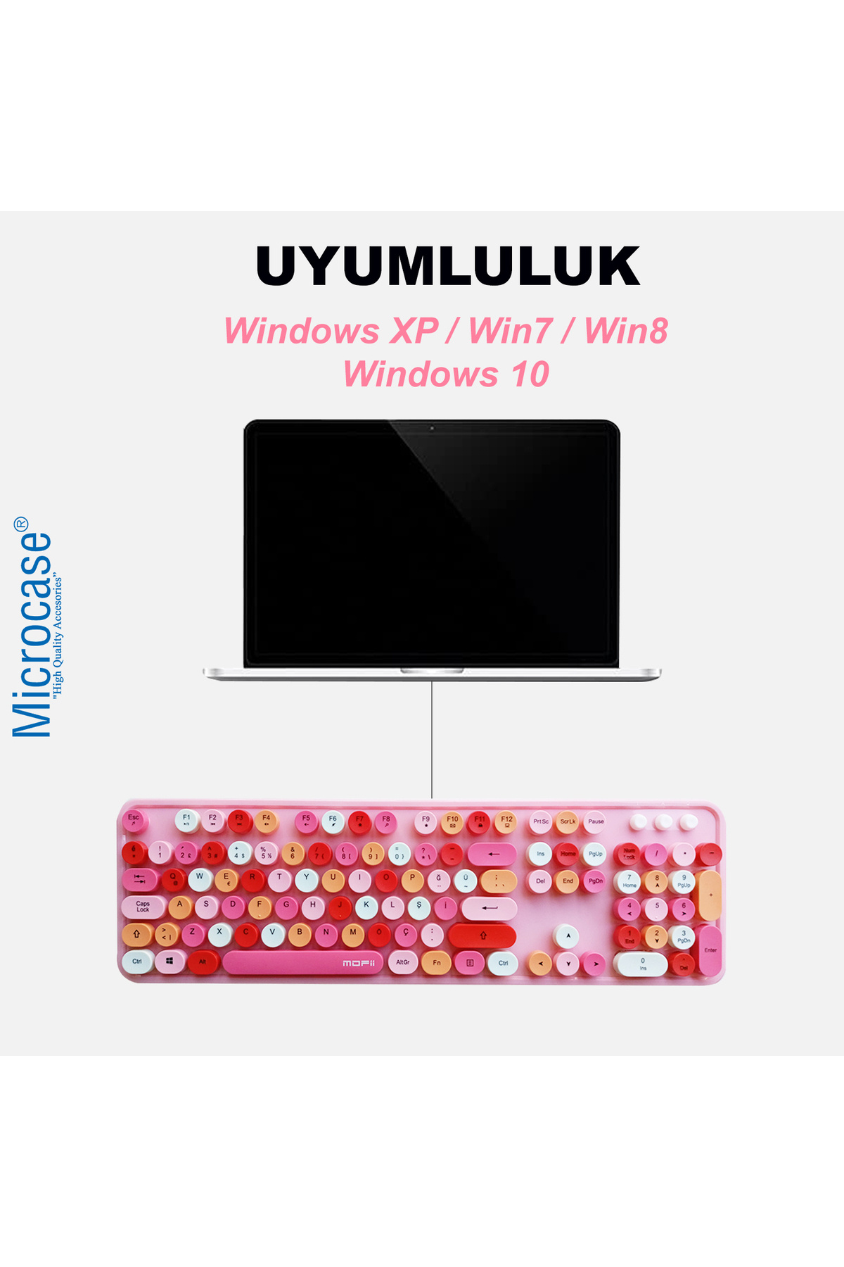 Mofii Sweet Serisi Renkli Kablosuz Klavye Mouse Set Türkçe AL4259 3