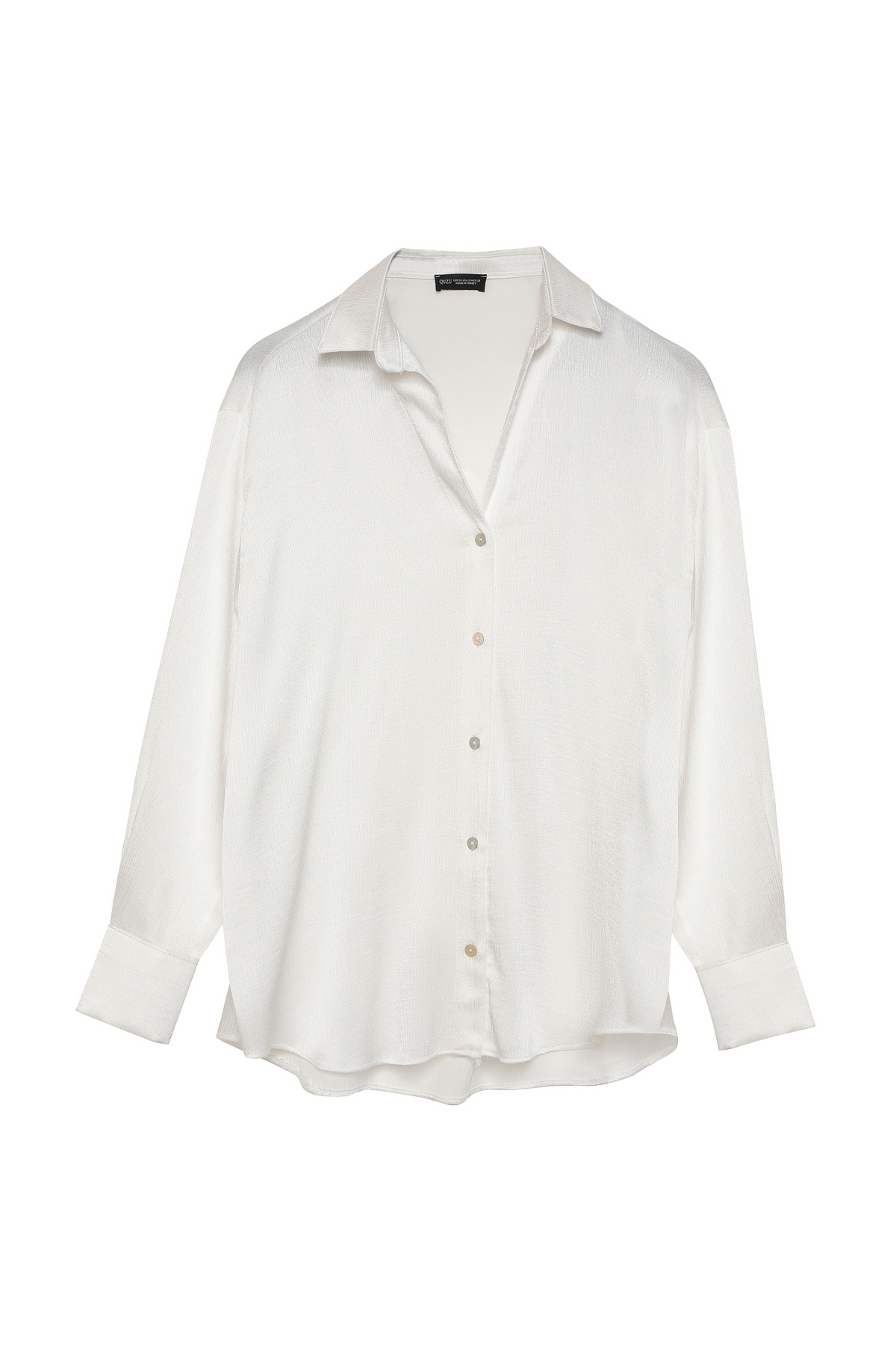 Quzu-V-Neck Buttoned Shirt Ecru 1