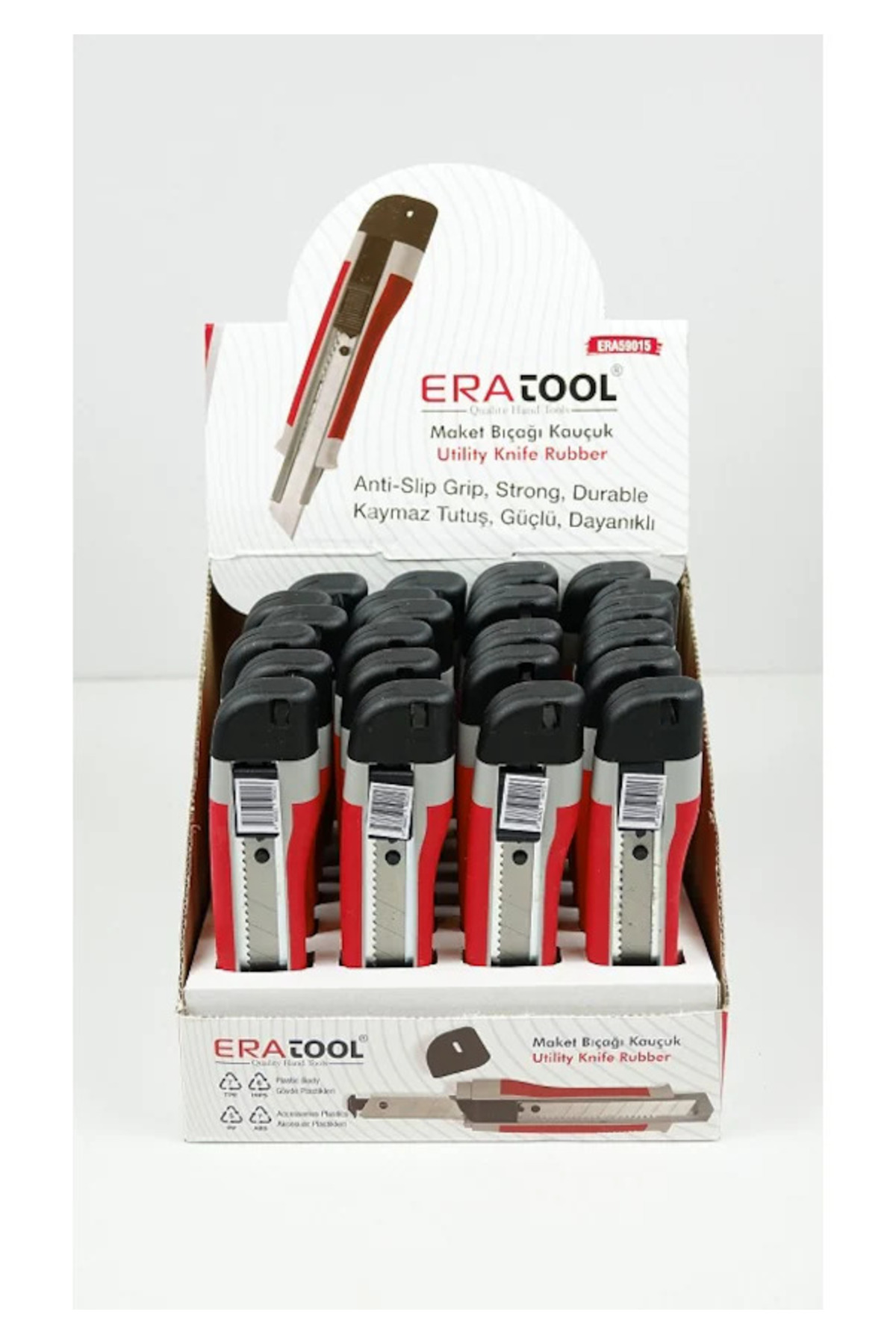 Eratool Maket Bıçağı Kauçuk Gövde Gri-Kırmızı +2 Yedek Uç Yüksek Kalite NMS HIRDAVAT