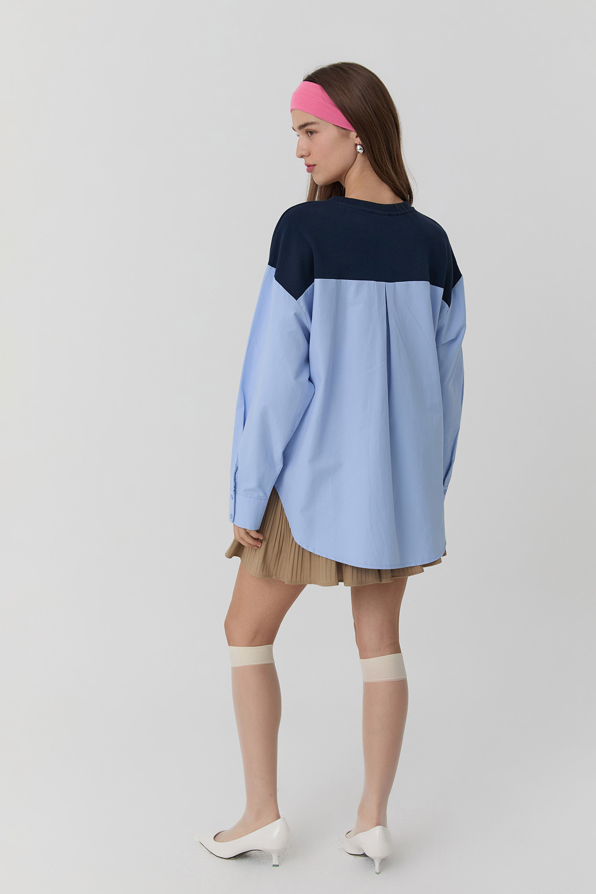Quzu Gömlek Detaylı Sweatshirt Lacivert görsel 4