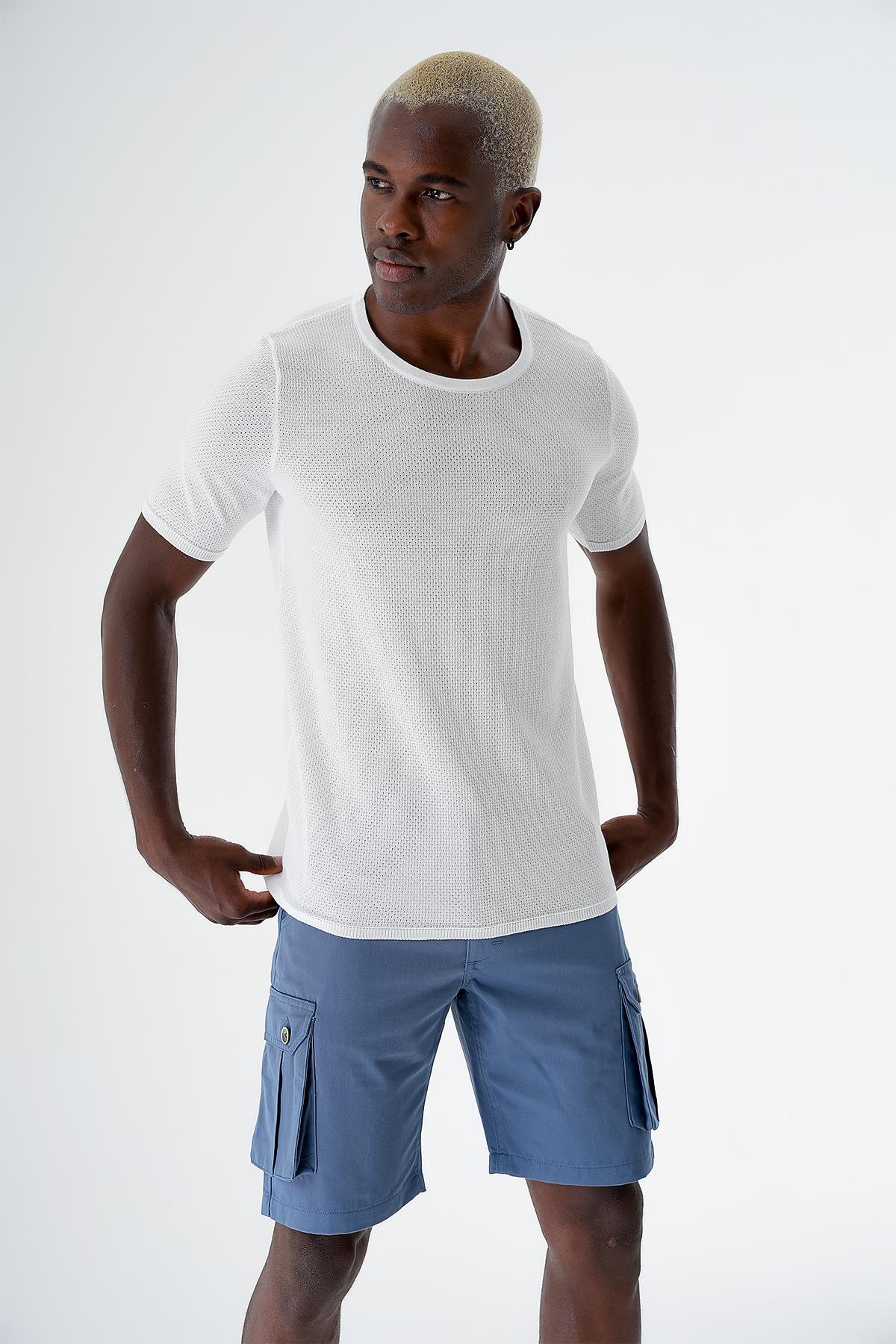 Men's Casual Cut Cotton Cargo Shorts Blue 24s297