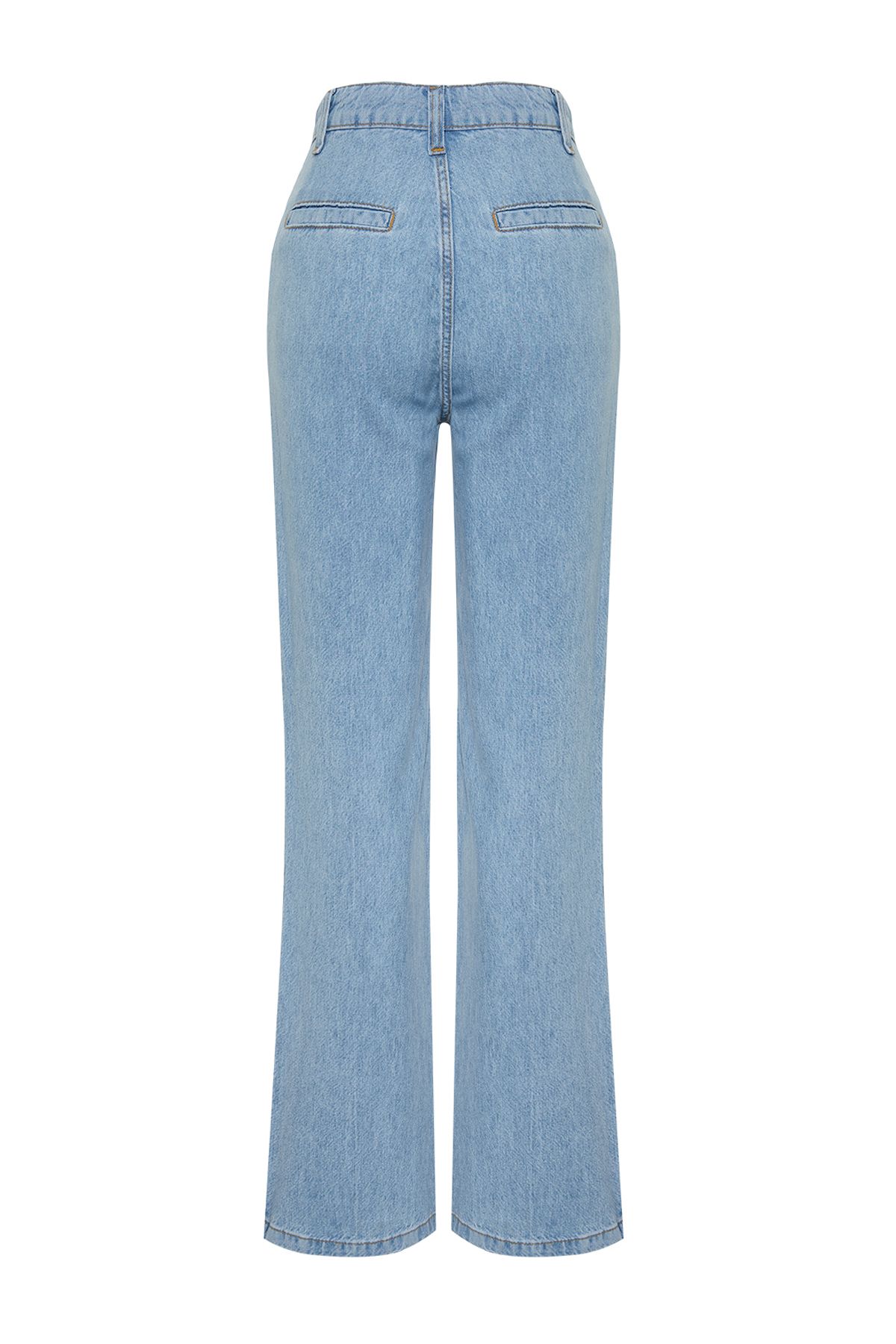 Trendyol Collection-Blaue Jeans mit hoher Taille und weitem Bein aus 100 % Tencel™ und Taschendetail TWOSS24JE00201 8