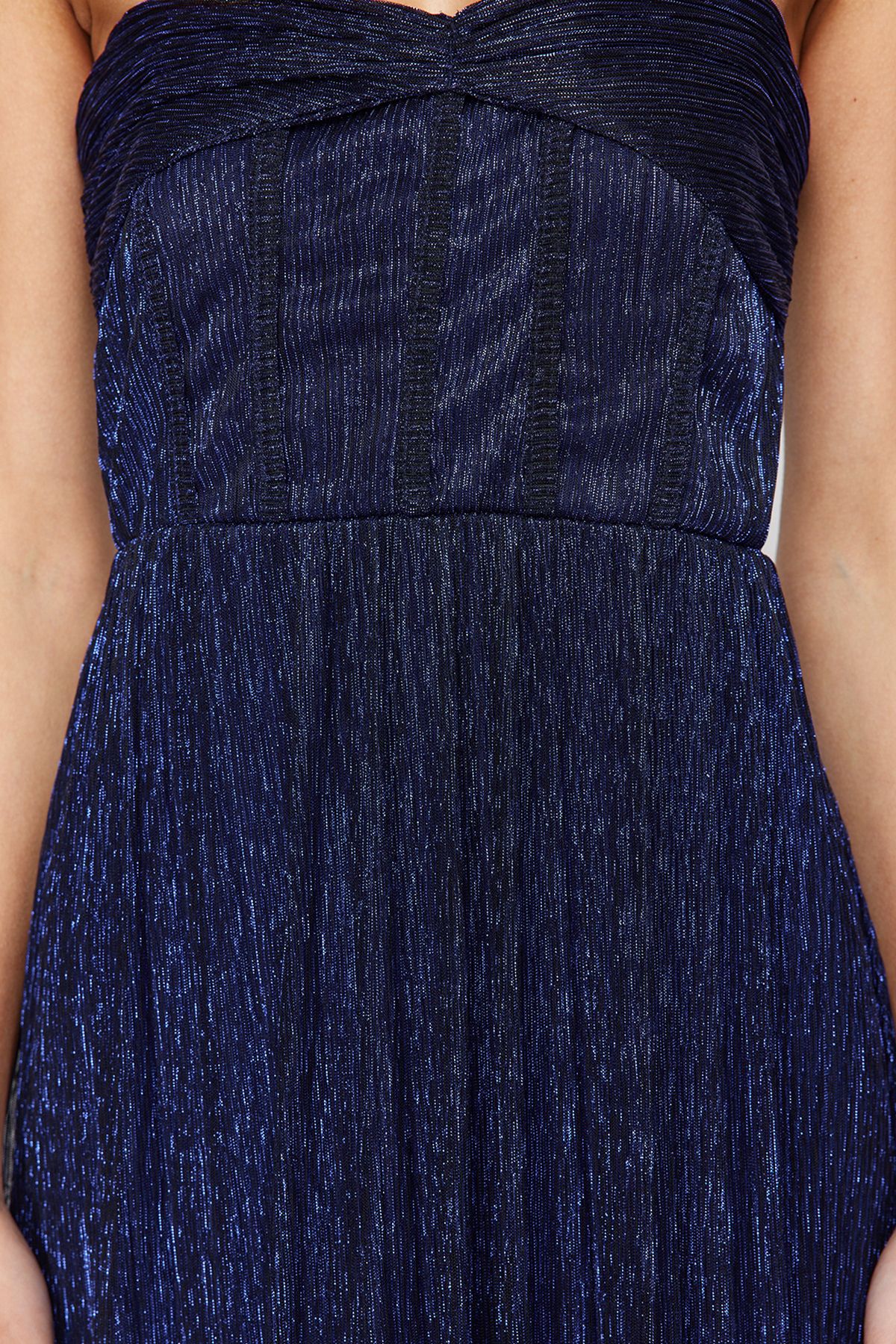 Trendyol Collection-Saks Farbenfrohes A-Cut-Abendkleid aus Strick - Abschlusskleid TPRSS24AE00044 6