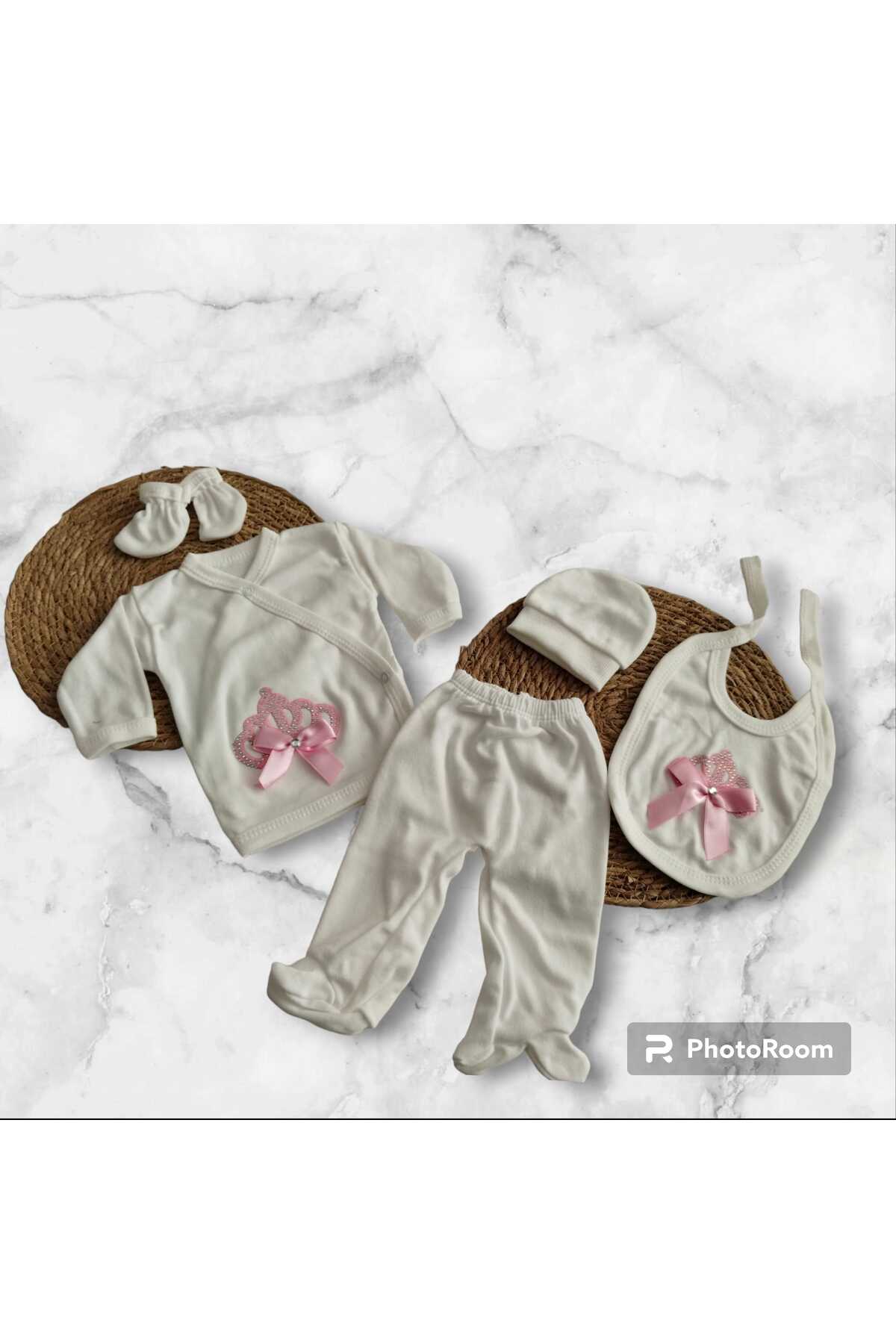 Betülce 5’li Yenidoğan Kız Bebek Hastane Çıkışı Seti Prenses Amblemli fotoğrafı 2 (önizleme)